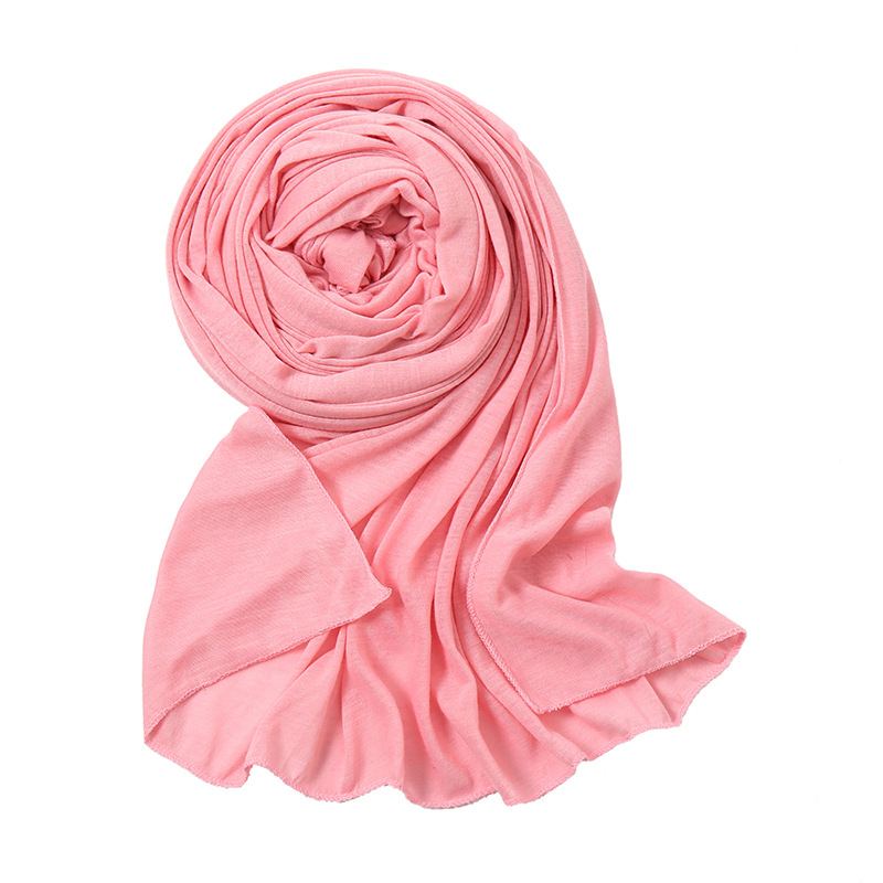 Peach pink stretch jersey pull-on hijab scarf