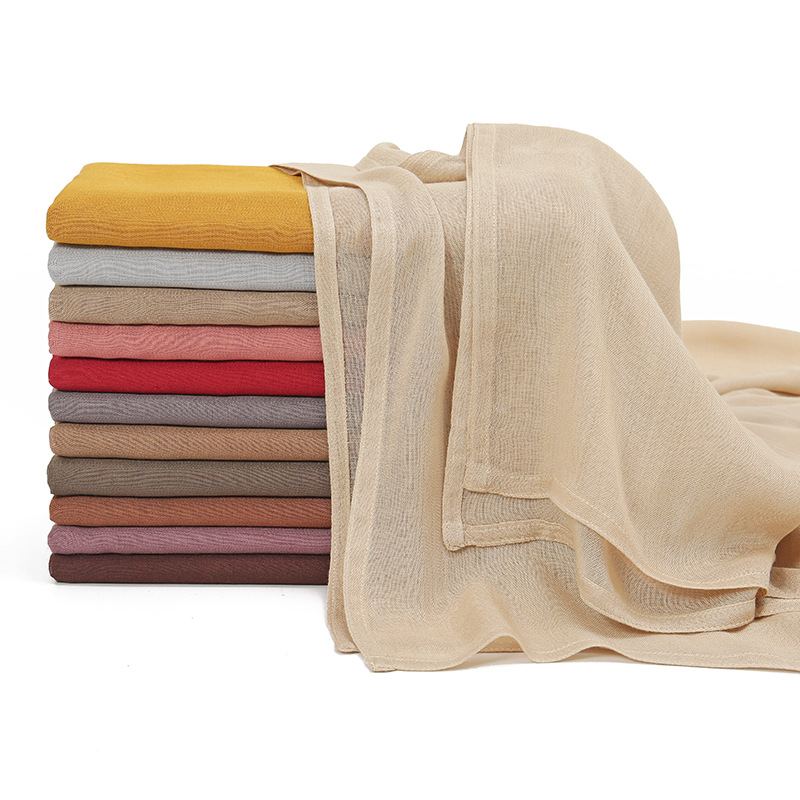 Beige wide-edge modal hijab scarf