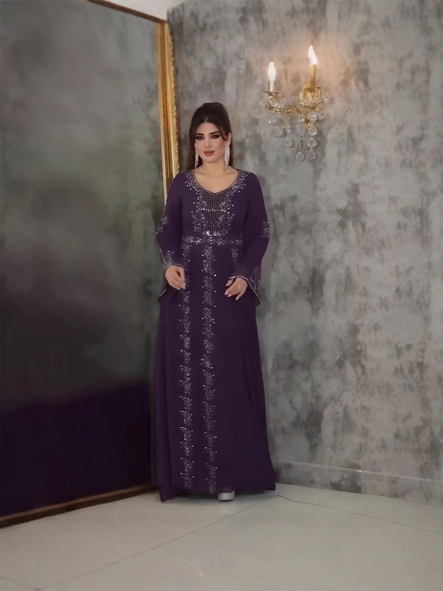 Rhinestone-embellished long evening gown — wholesale African women's occasion wear photo 3