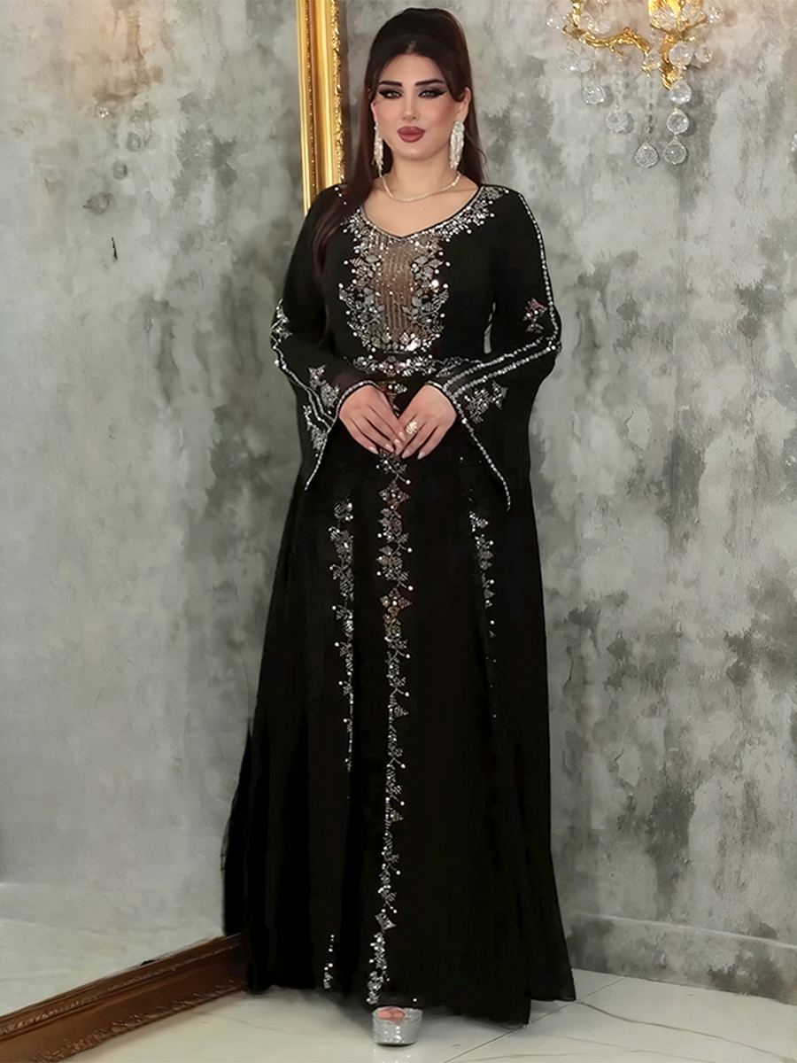 Rhinestone-embellished long evening gown — wholesale African women's occasion wear — wholesale from Promistars