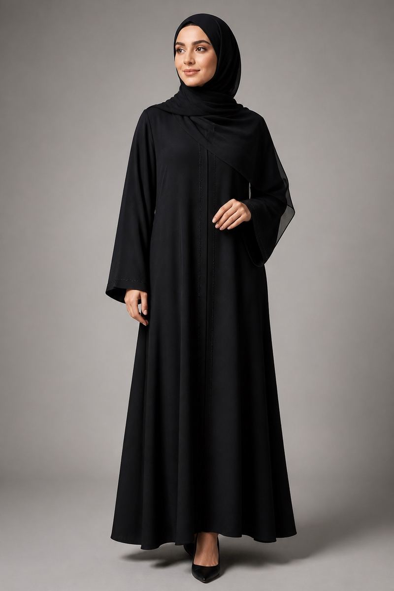 Classic crepe abaya with matching hijab