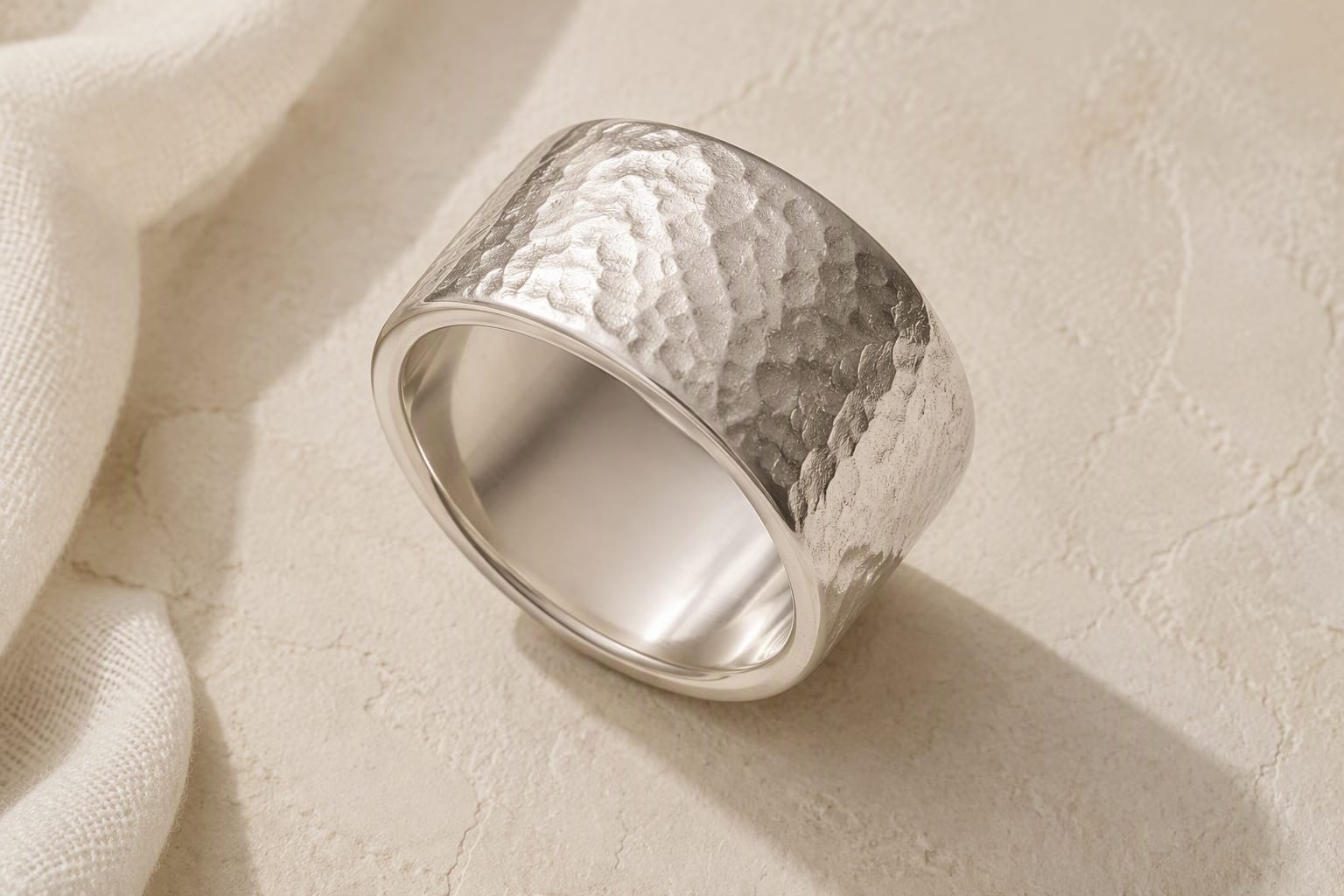 Hammered Wide Band Ring