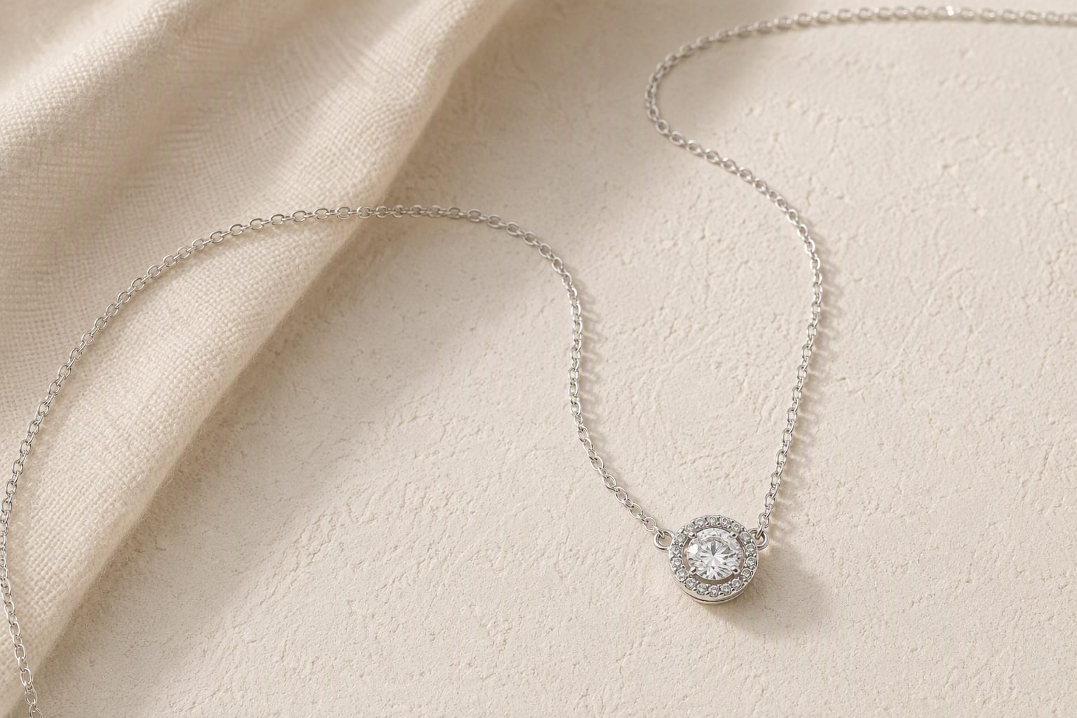 Pav&eacute; Solitaire Pendant Necklace