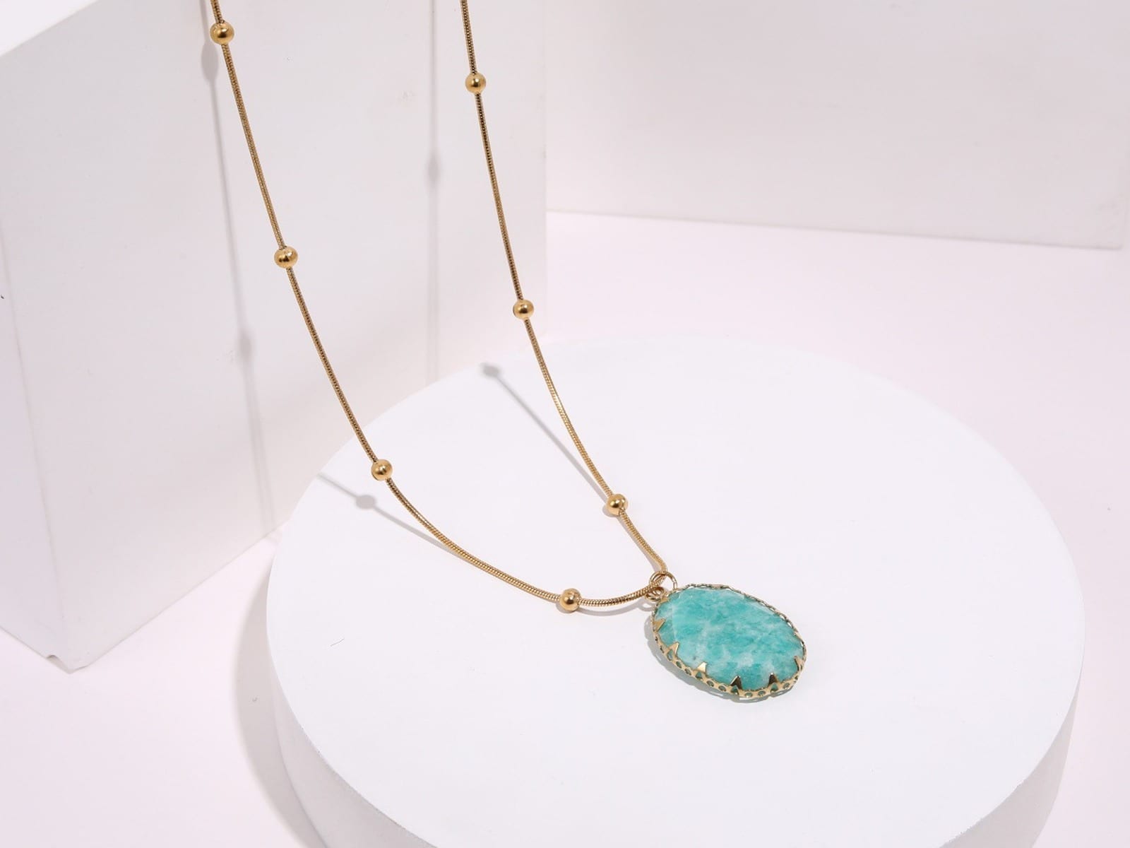 Amazonite Pendant Necklace — detail