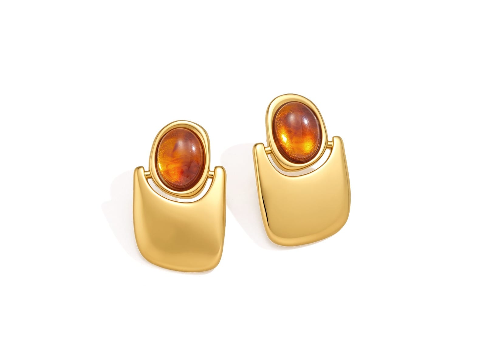 Amber Cabochon U-Studs