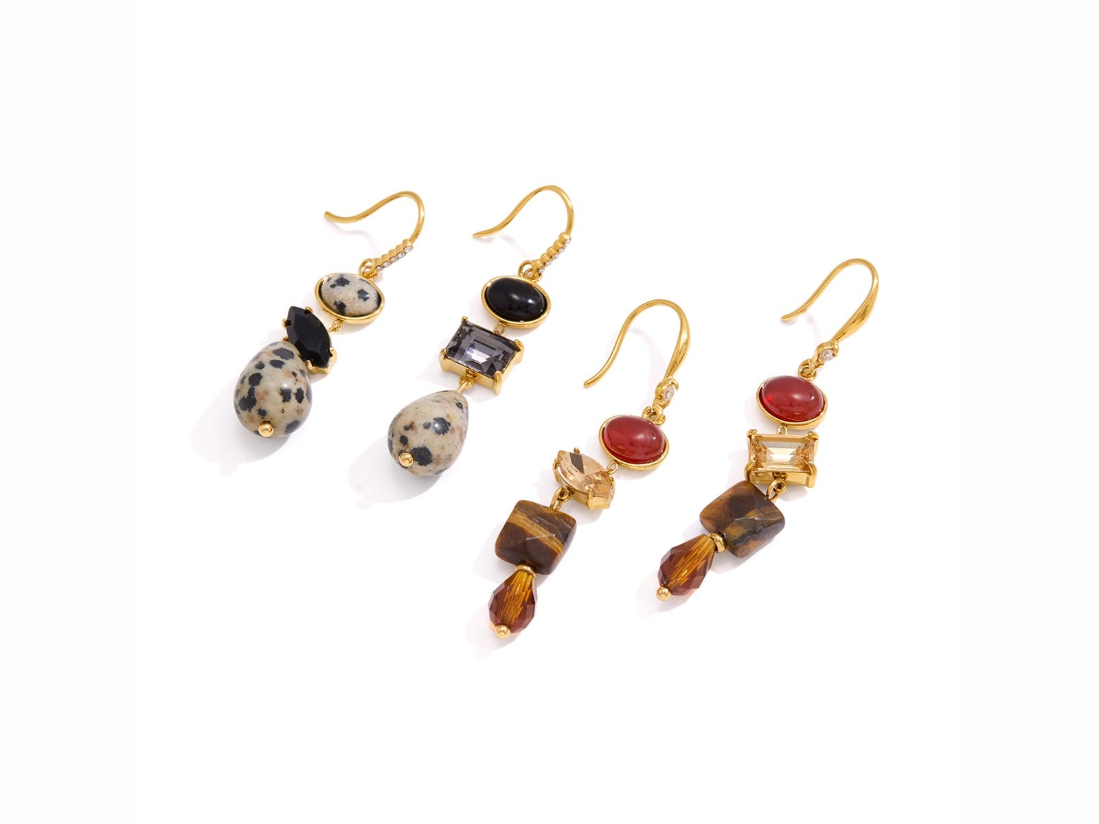 Asymmetric Stone Drop Earrings