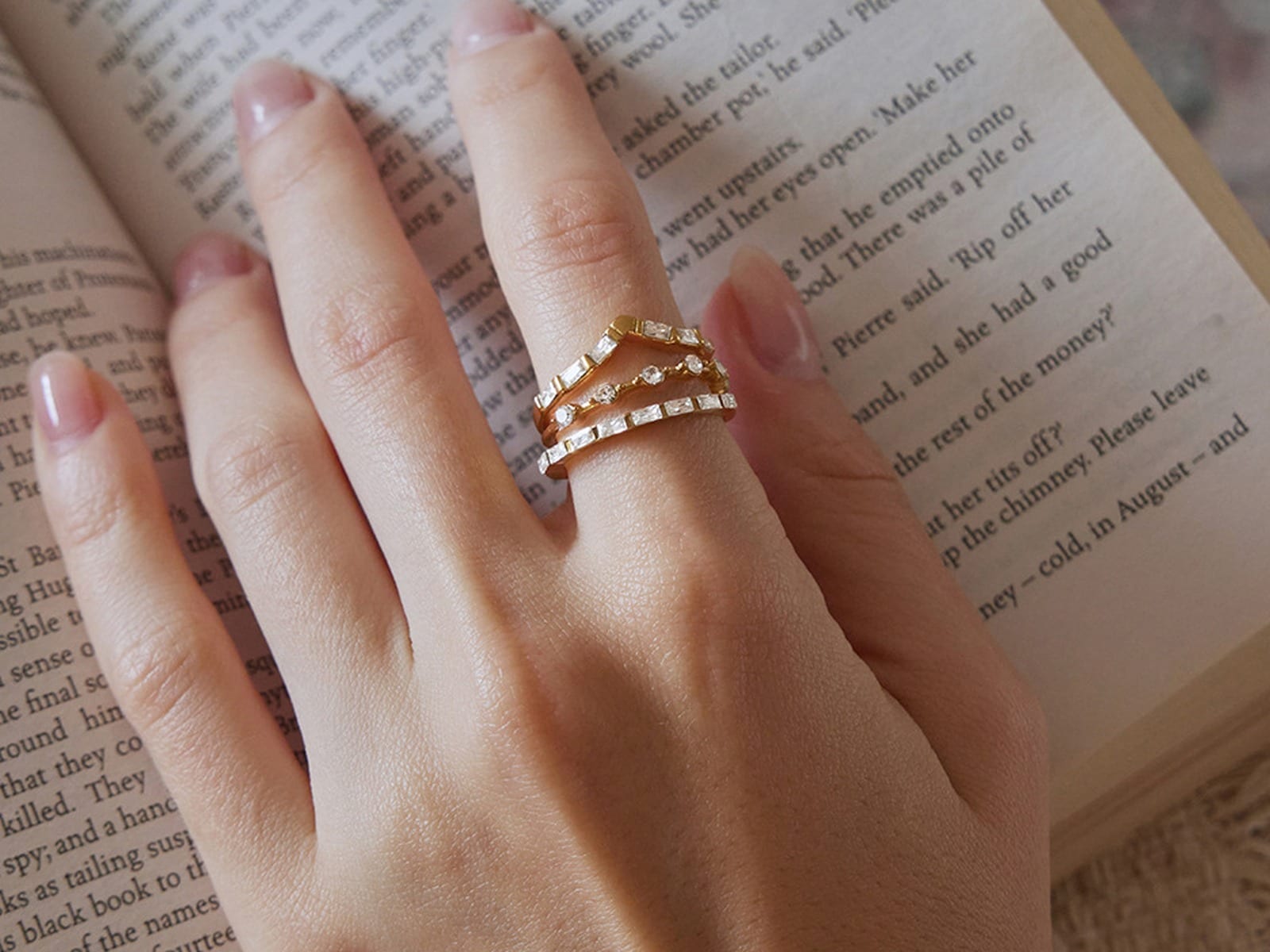 Baguette & CZ Band Rings — detail
