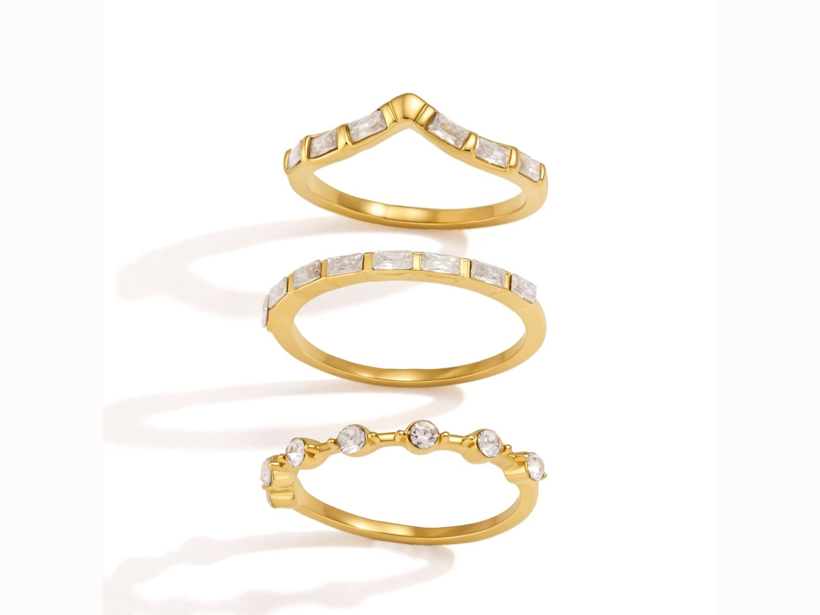 Baguette & CZ Band Rings