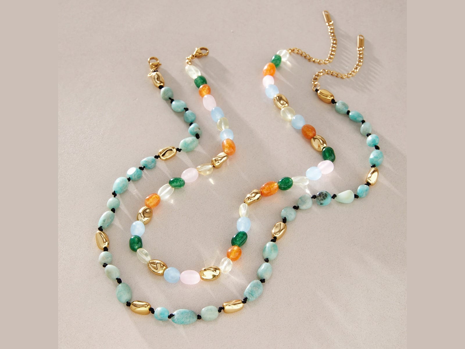 Baroque Stone Bead Necklace — detail