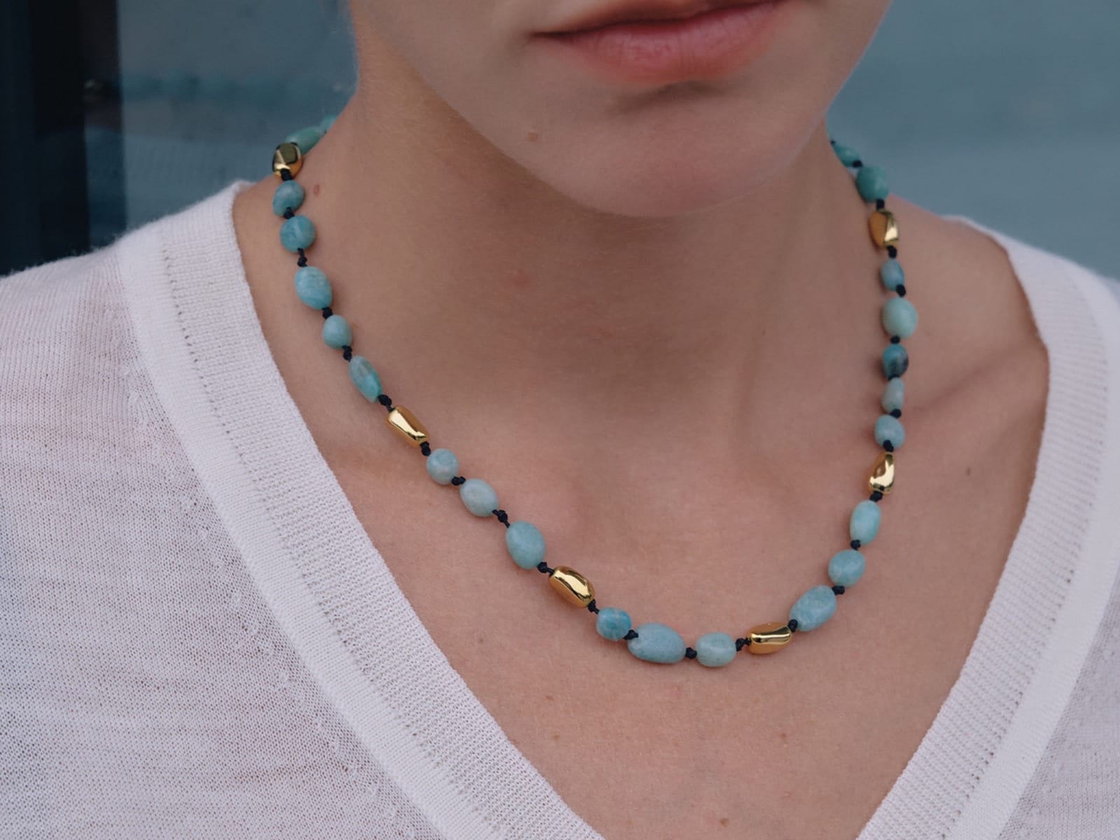 Baroque Stone Bead Necklace — detail