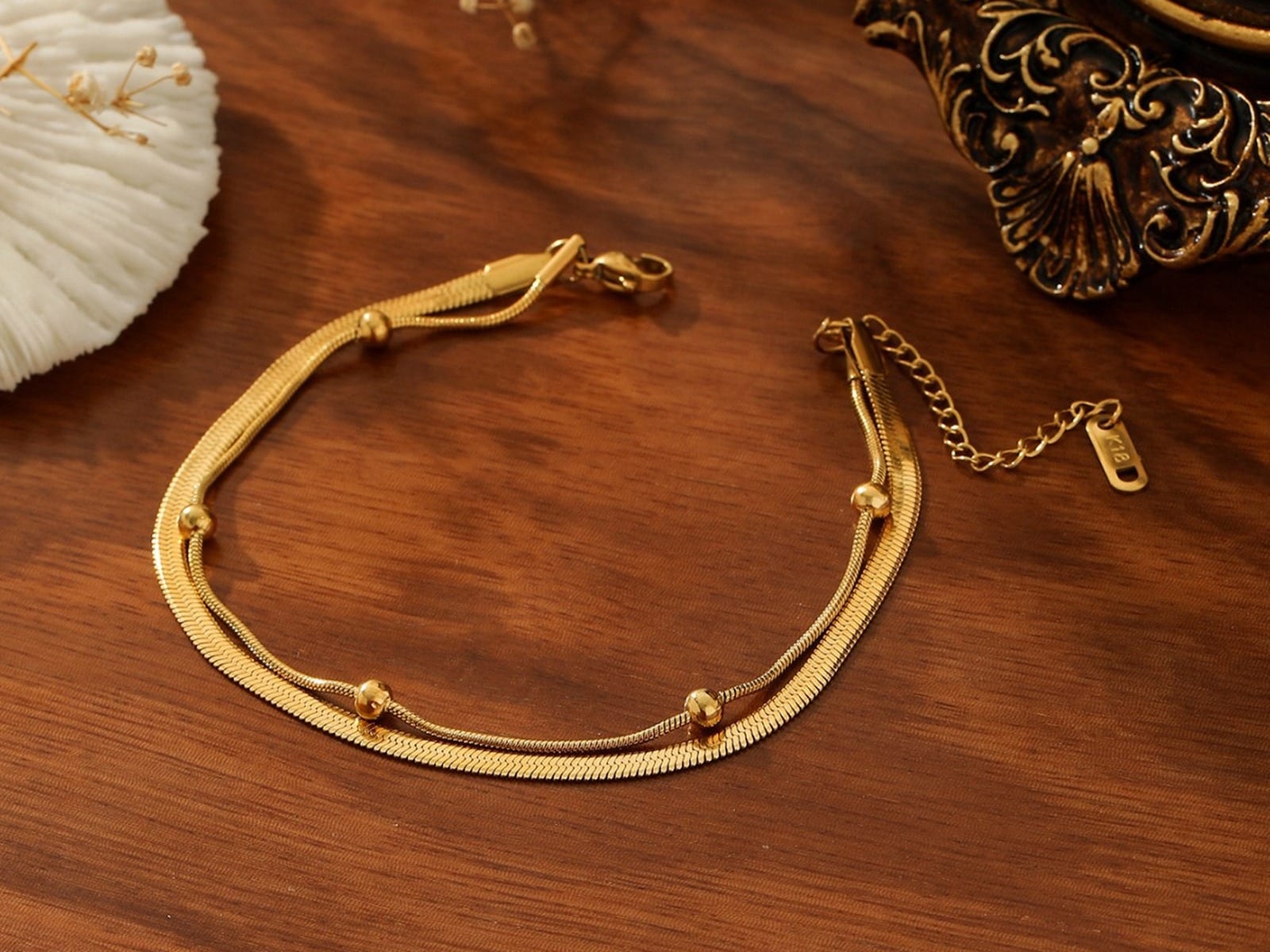 Bead & Butterfly Anklet — detail