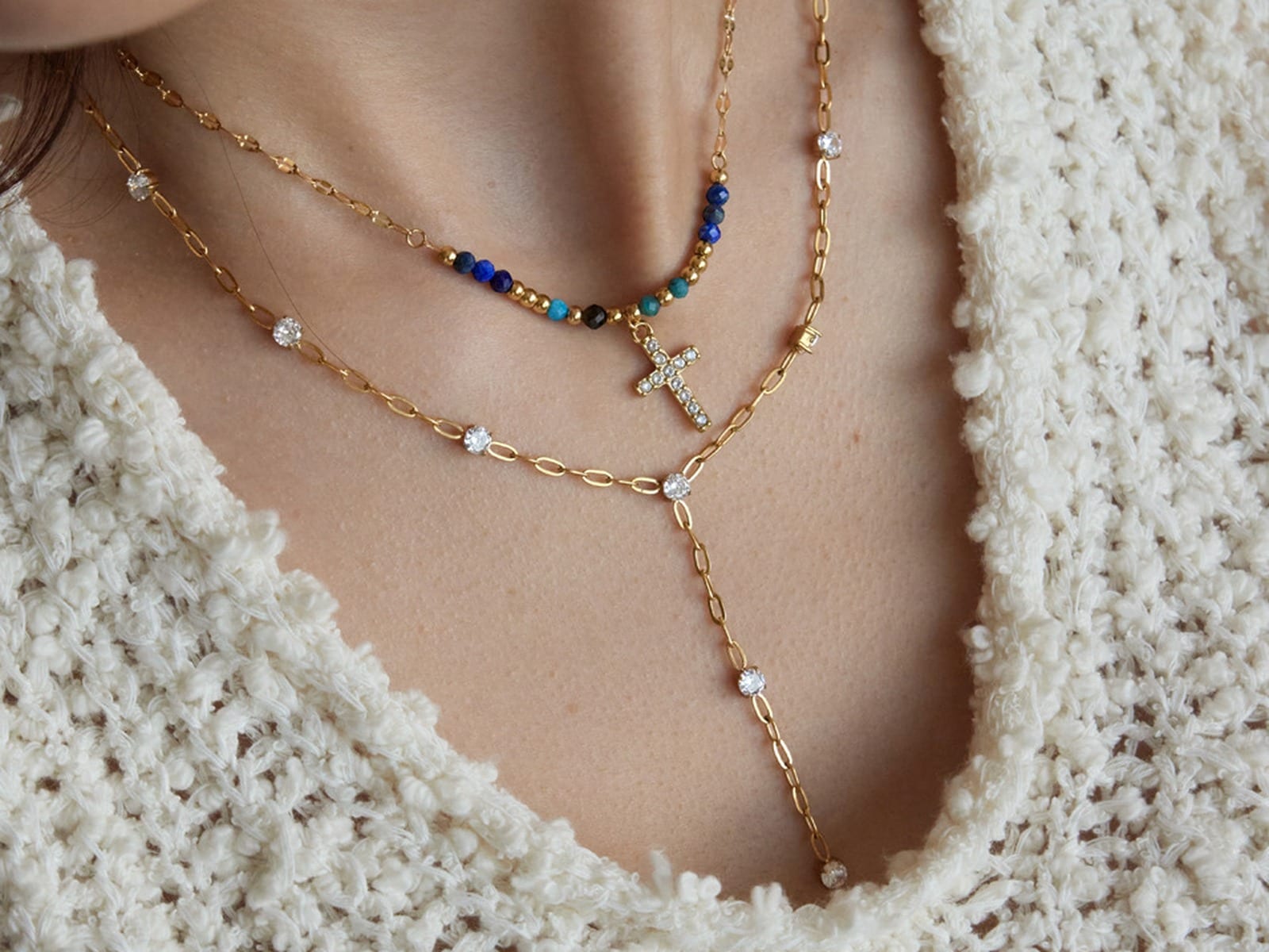 Bead Chain Charm Necklaces — detail