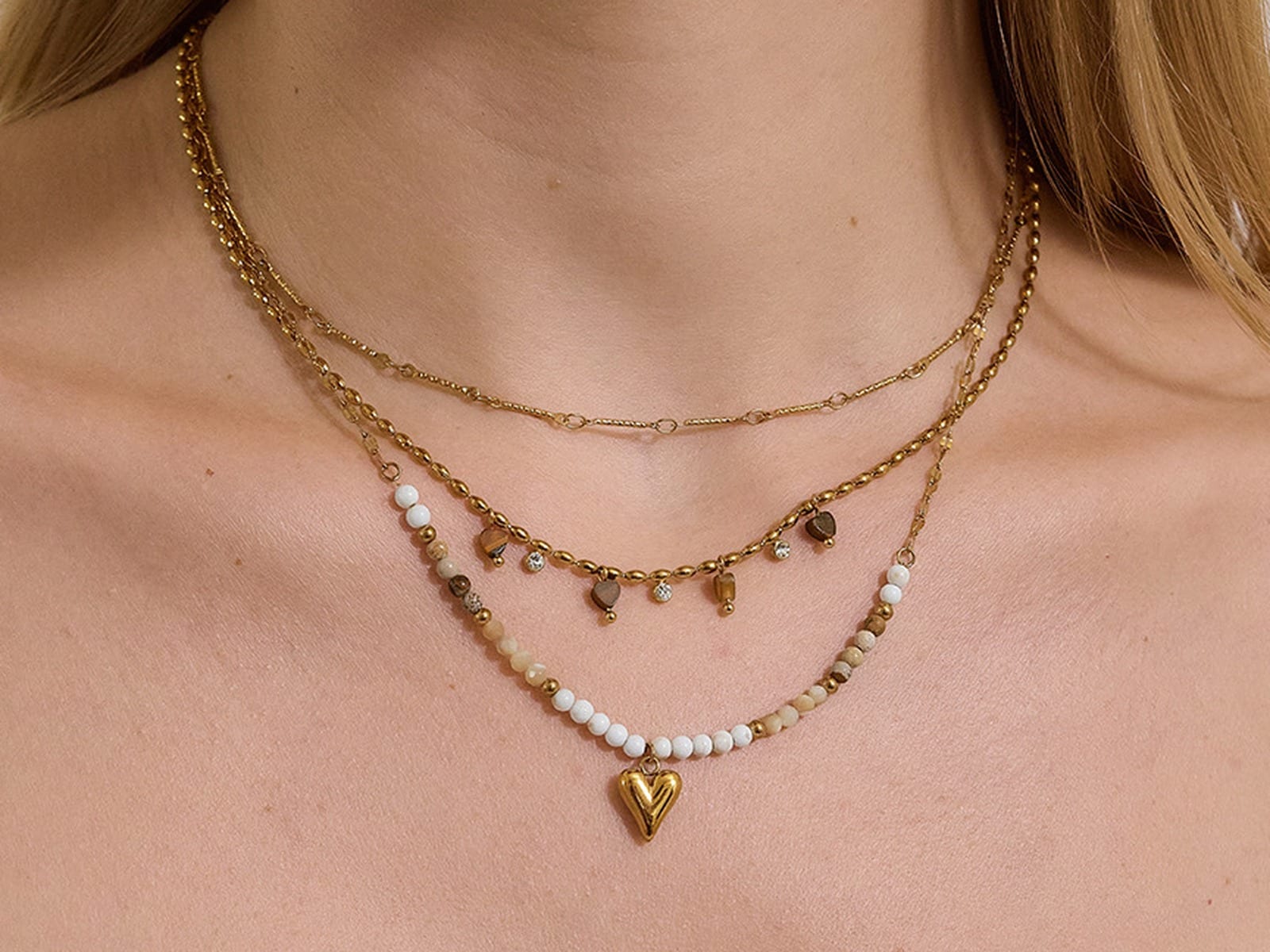 Bead Chain Charm Necklaces — detail