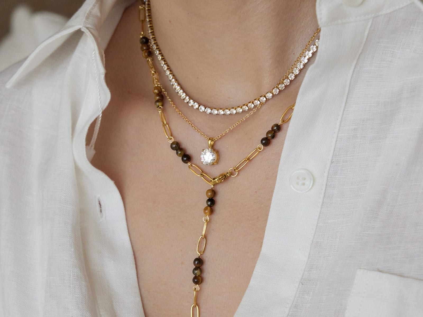 Bead Y-Lariat Necklace — detail
