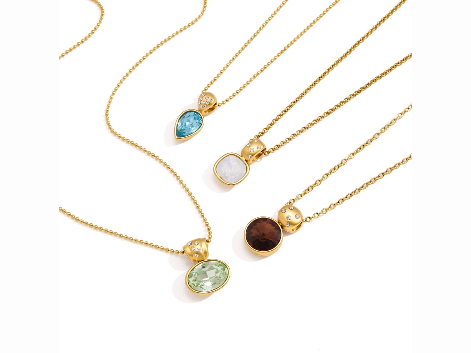 Bezel Drop Pendant Necklaces
