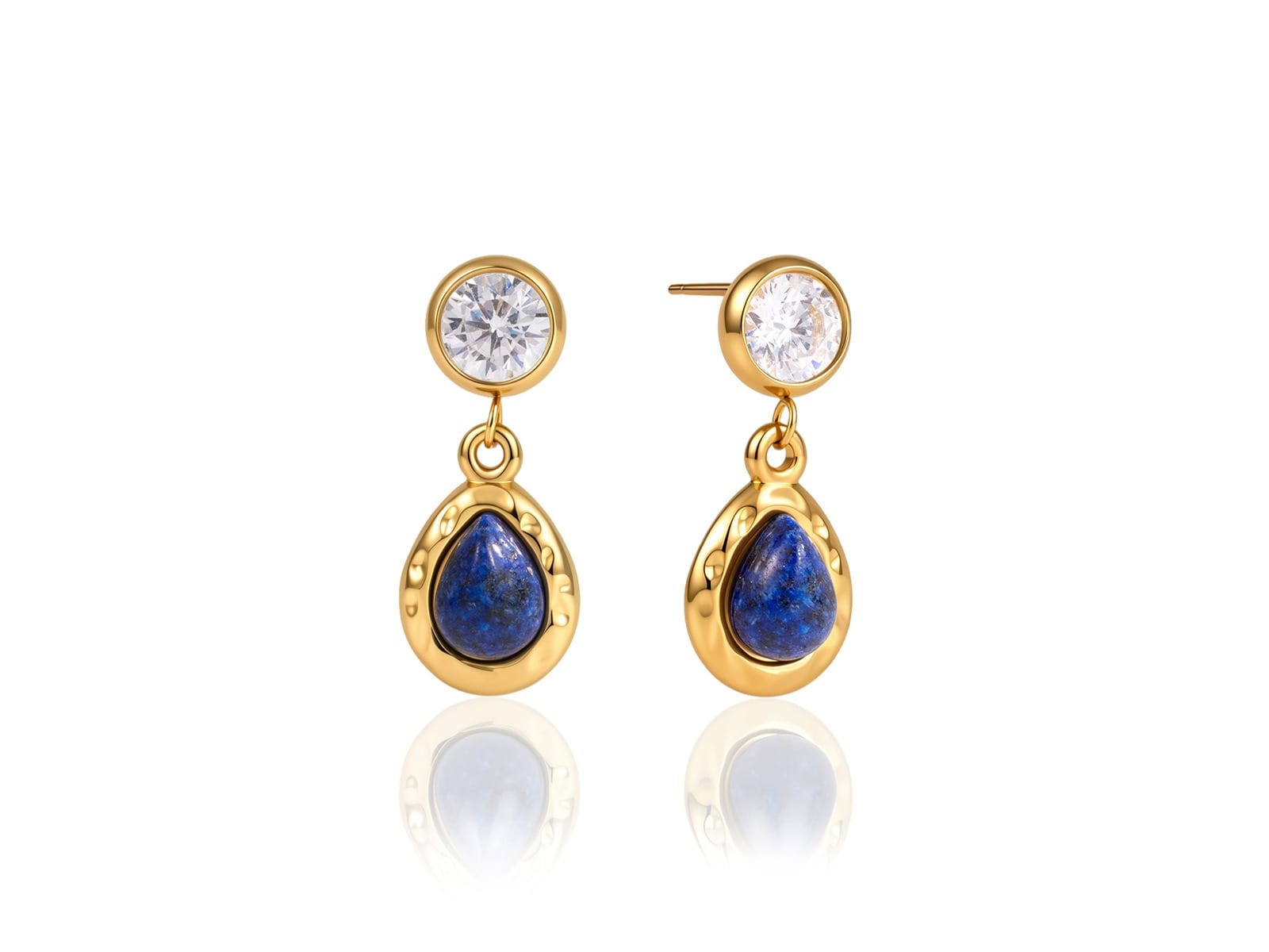 Blue Drop and CZ Earrings