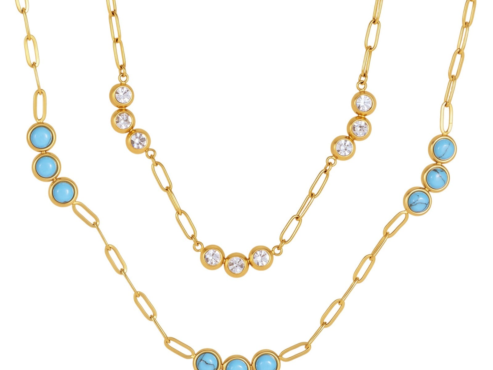 Blue Stone Paperclip Necklace