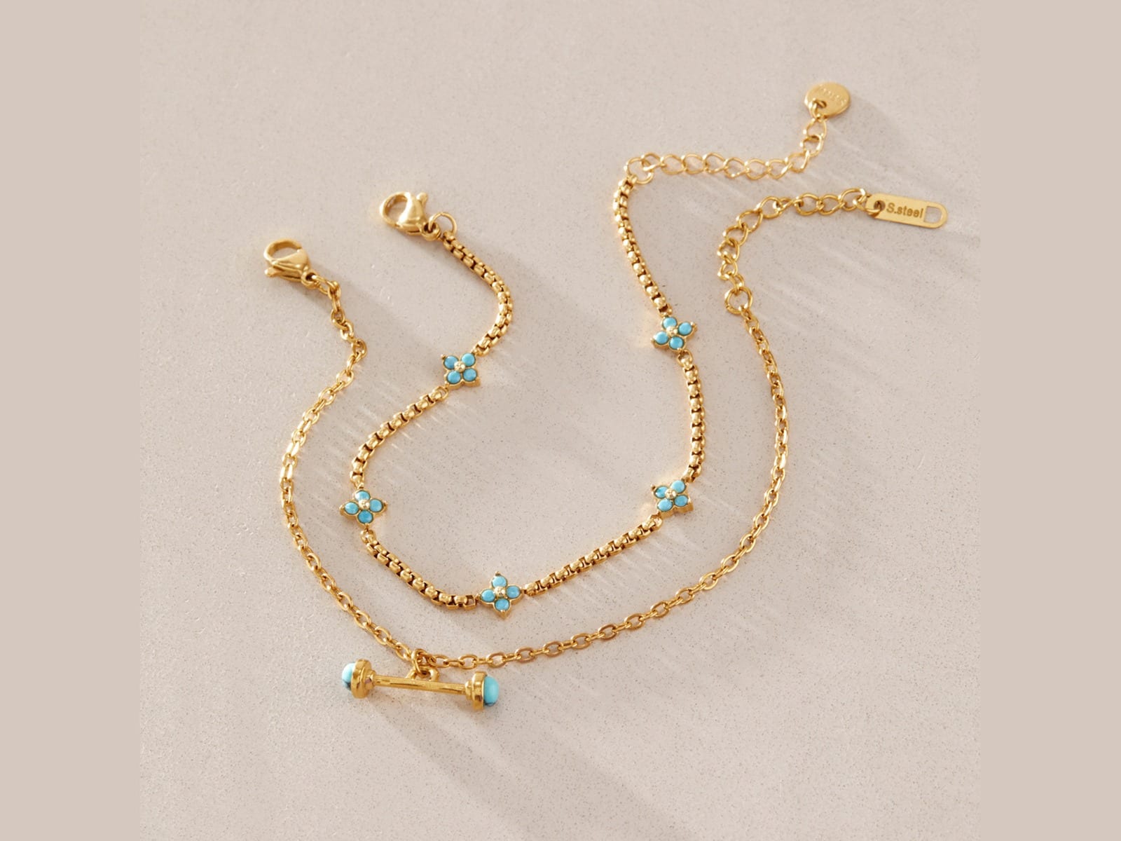 Blue Stone Station Bracelet — detail