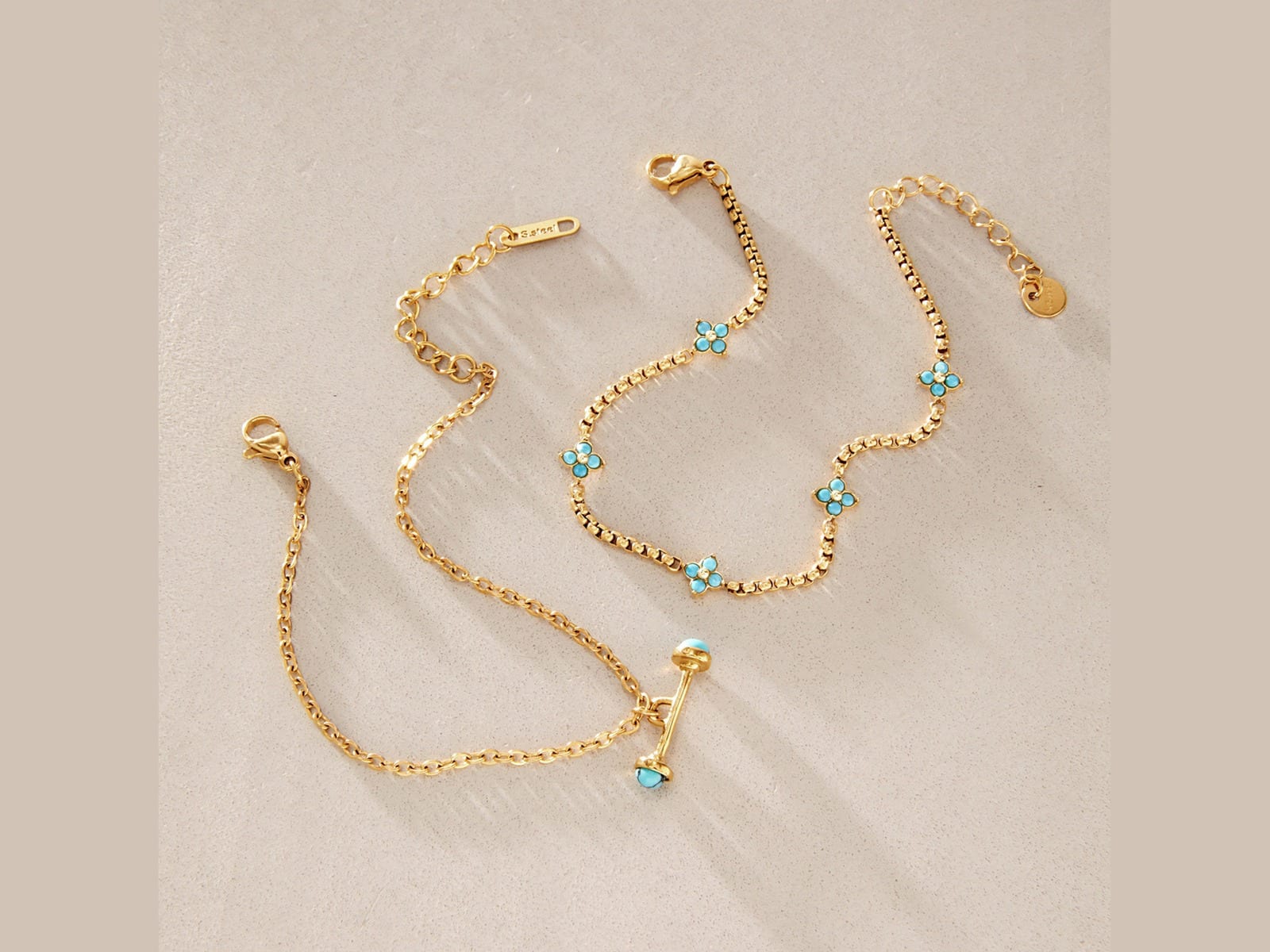 Blue Stone Station Bracelet — detail