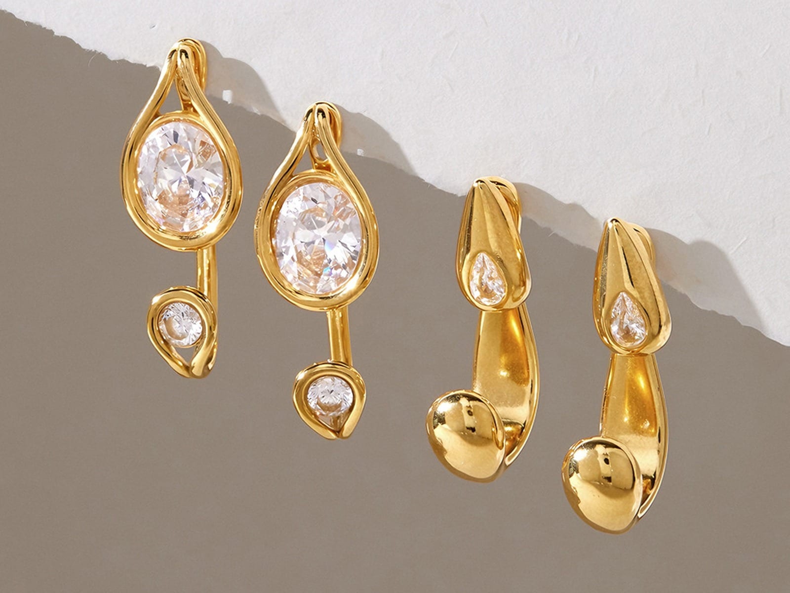C-Hoop CZ Ear Jackets — detail