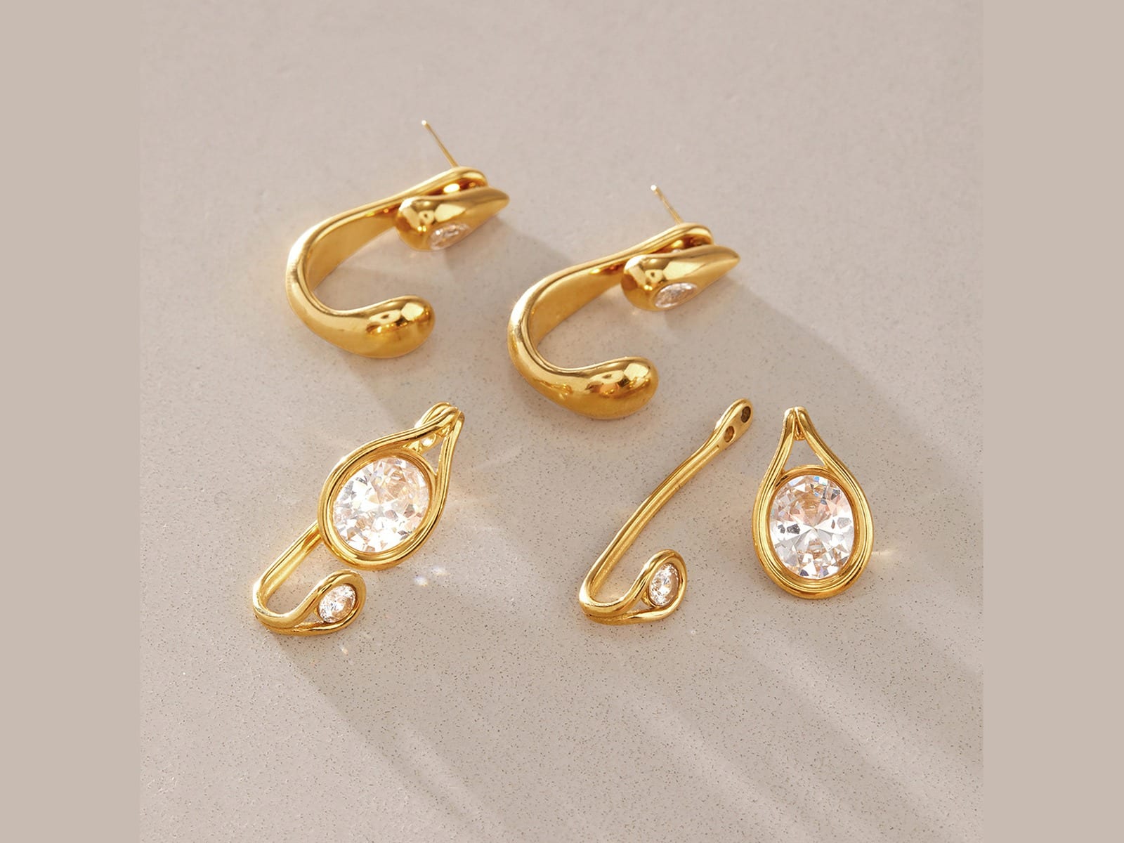 C-Hoop CZ Ear Jackets — detail
