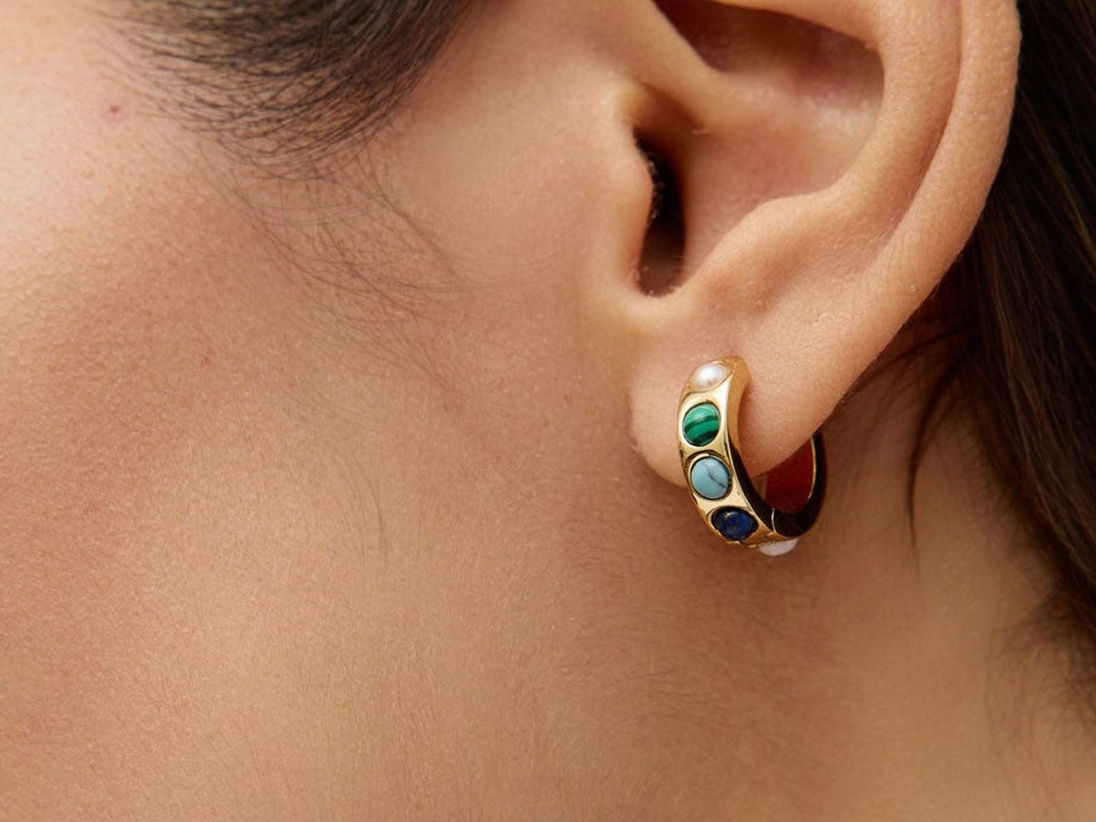 Cabochon Huggie Earring Range — detail