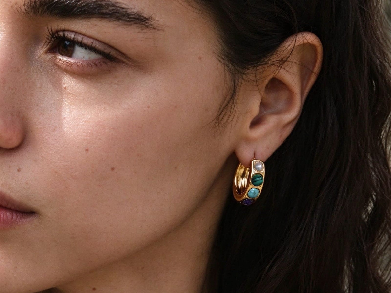 Cabochon Huggie Earring Range — detail
