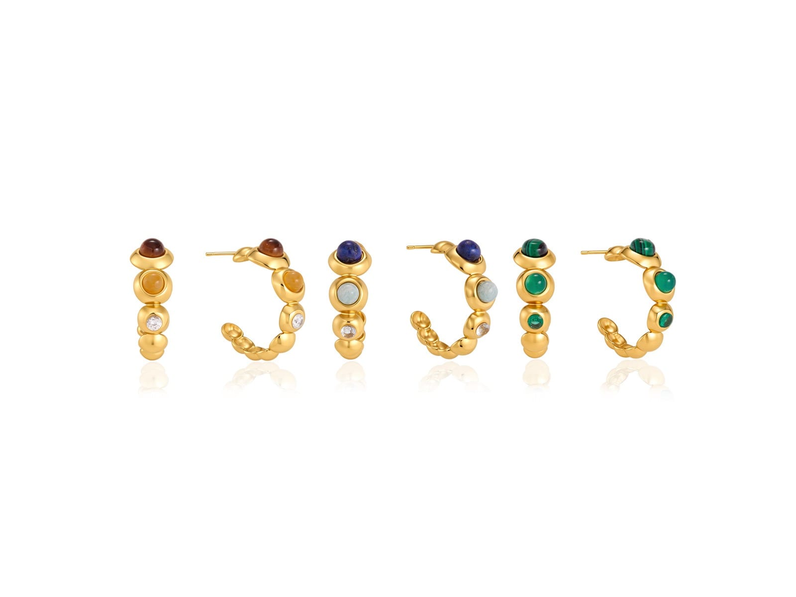 Cabochon Huggie Earrings