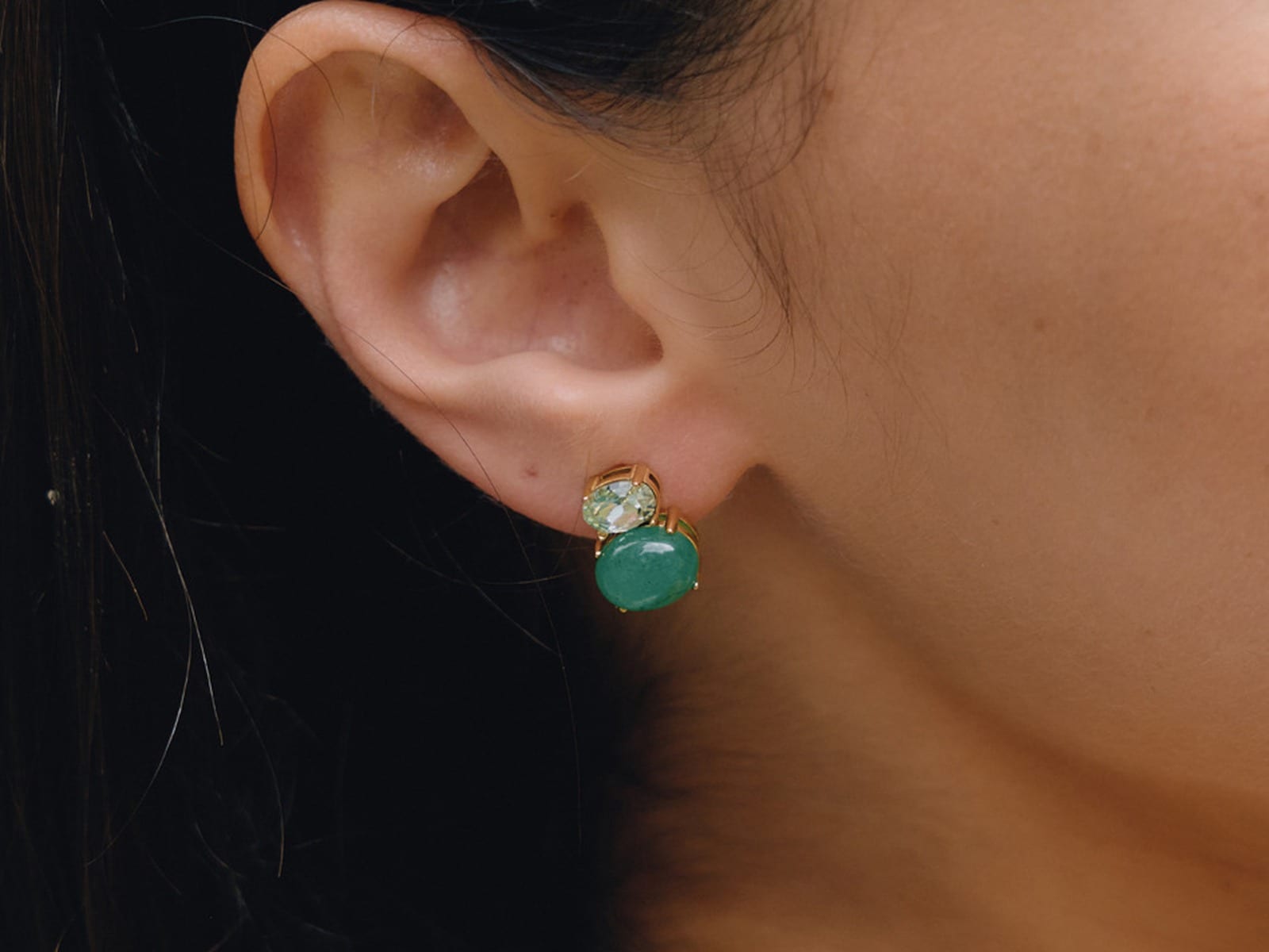 Cabochon Stud Earrings — detail