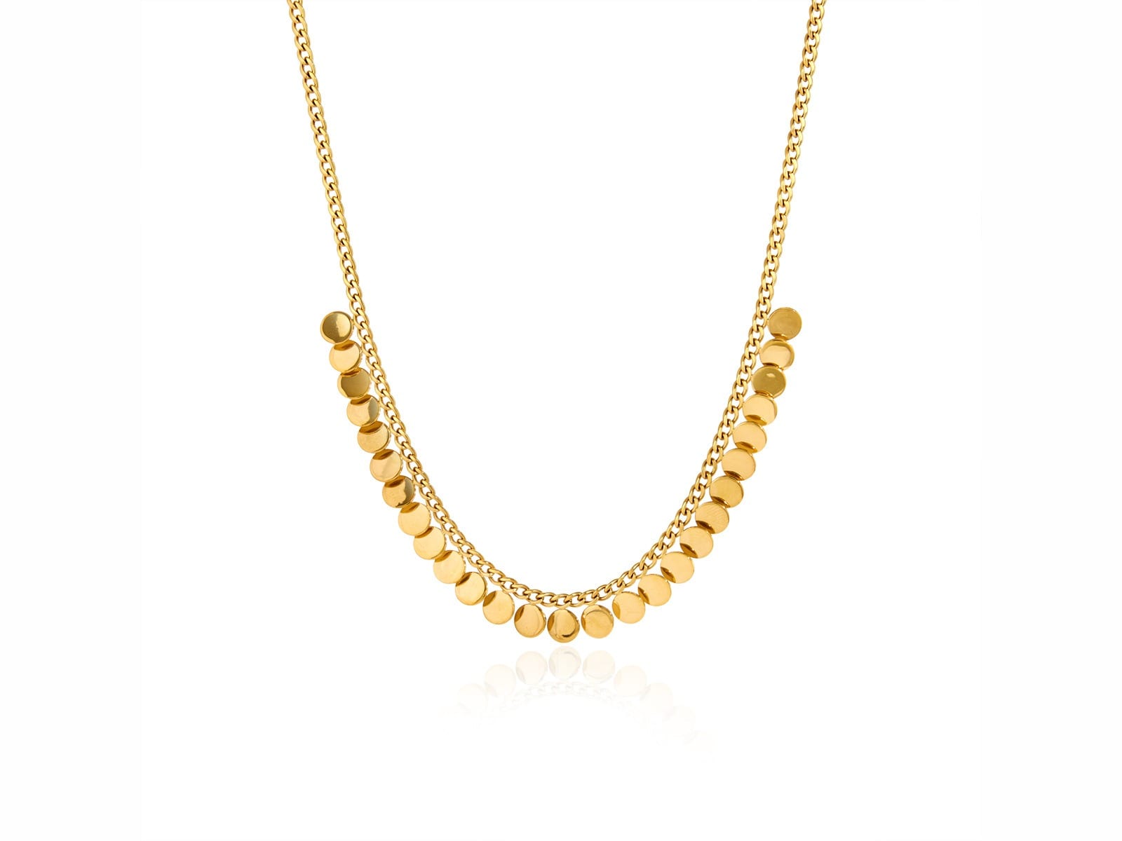 Coin Disc Tassel Necklace