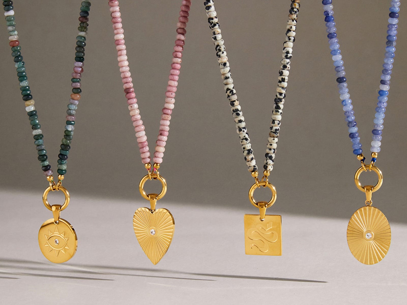 Colour Bead Charm Necklaces — detail
