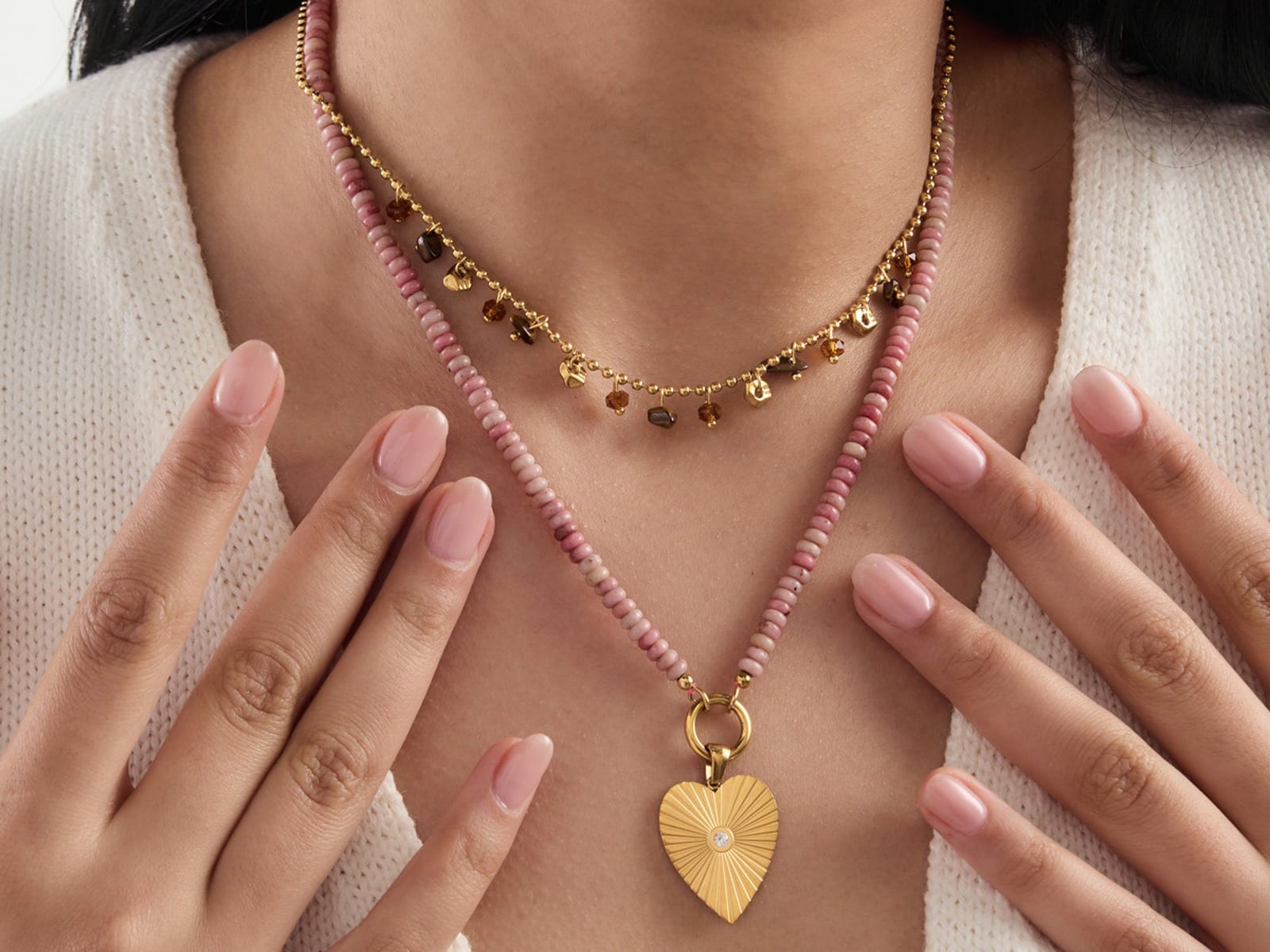 Colour Bead Charm Necklaces — detail