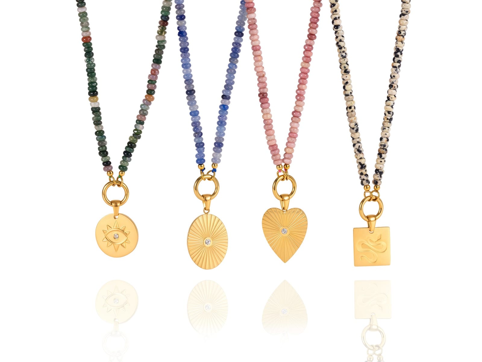Colour Bead Charm Necklaces