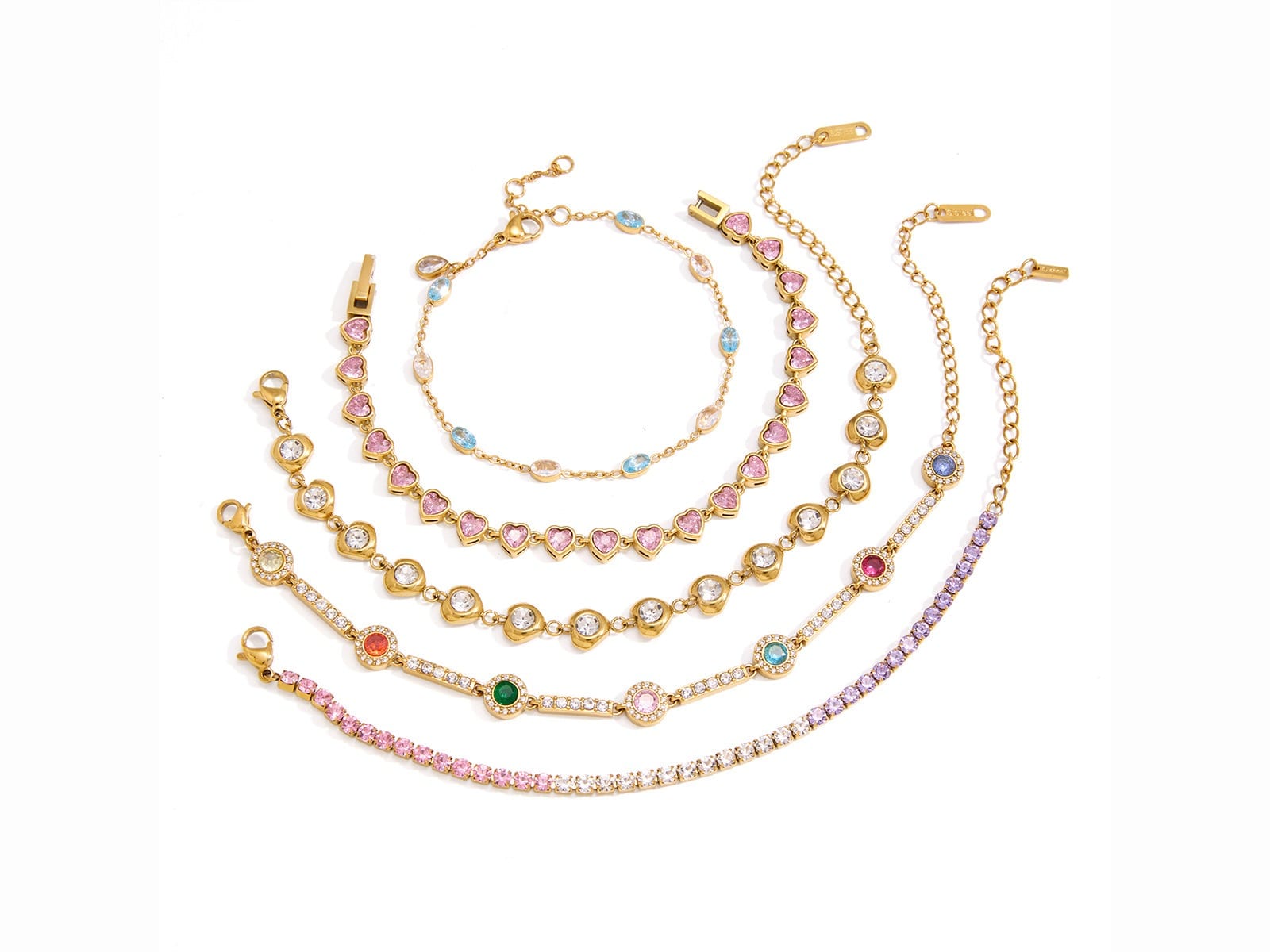 Colour CZ Bracelet Stack