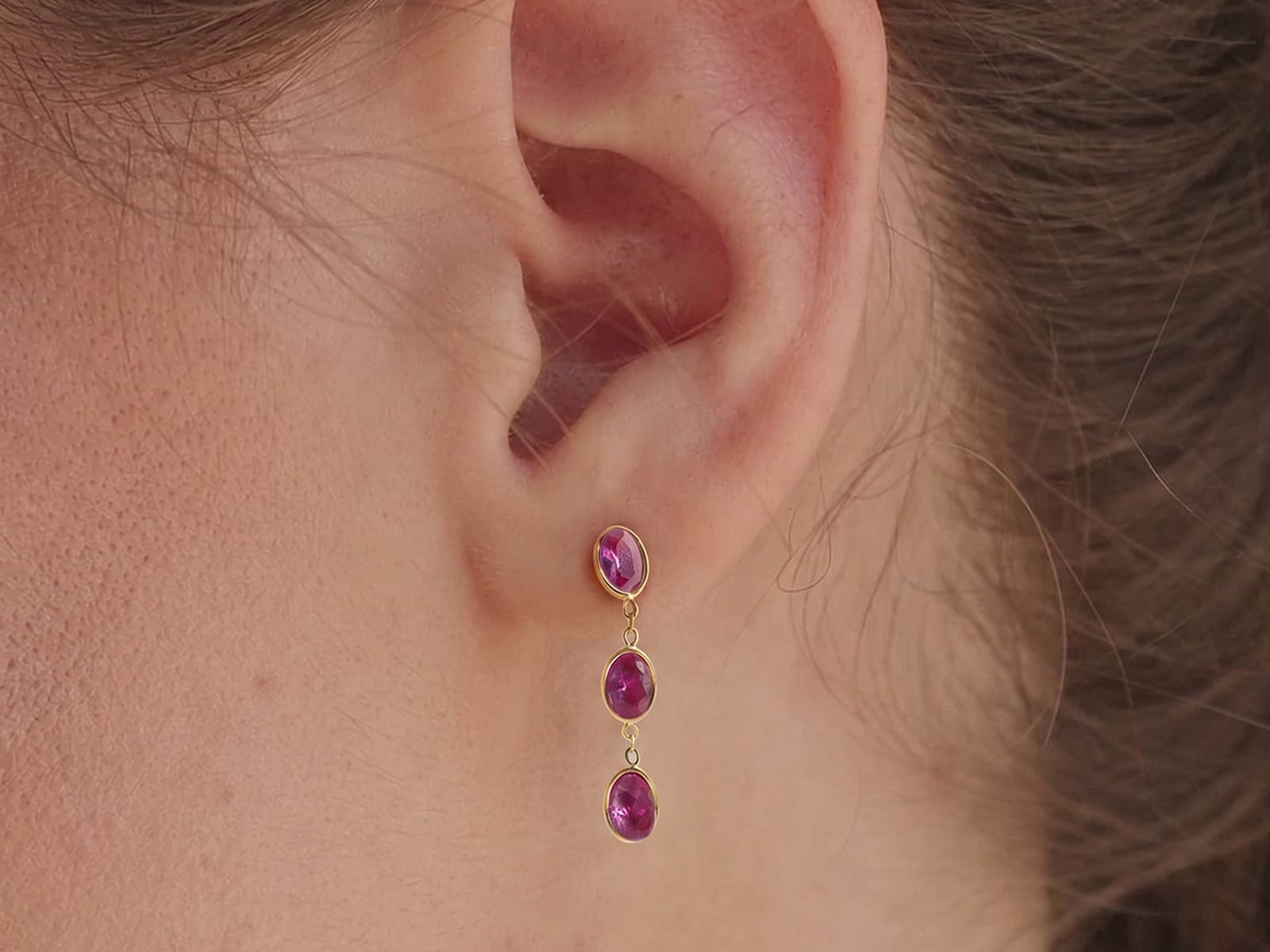 Colour CZ Tassel Drop Earrings — detail