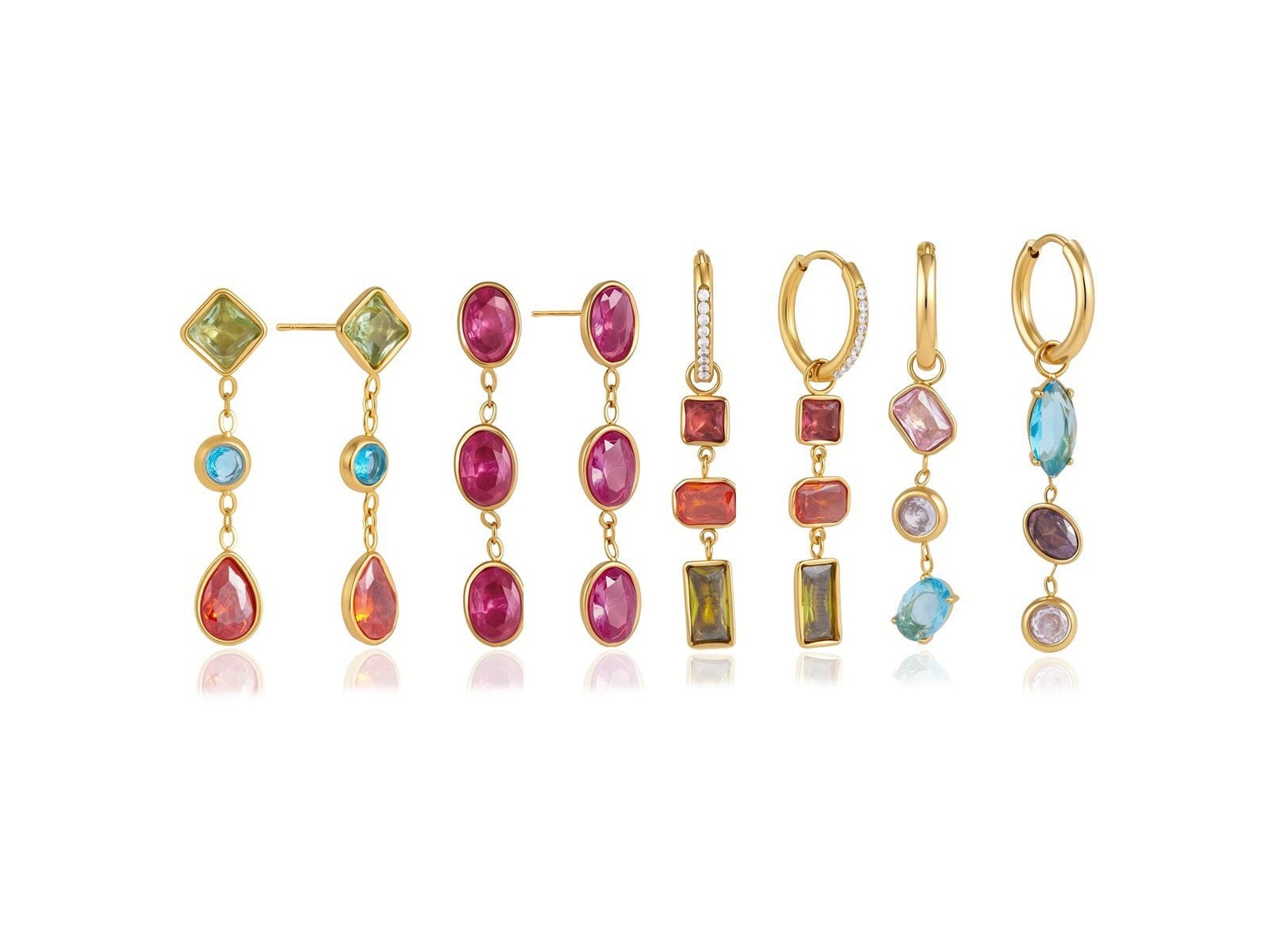 Colour CZ Tassel Drop Earrings