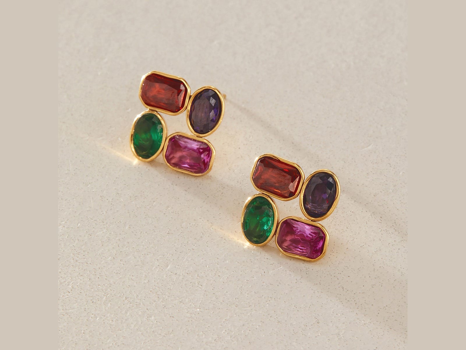 Coloured CZ Stud Earrings — detail