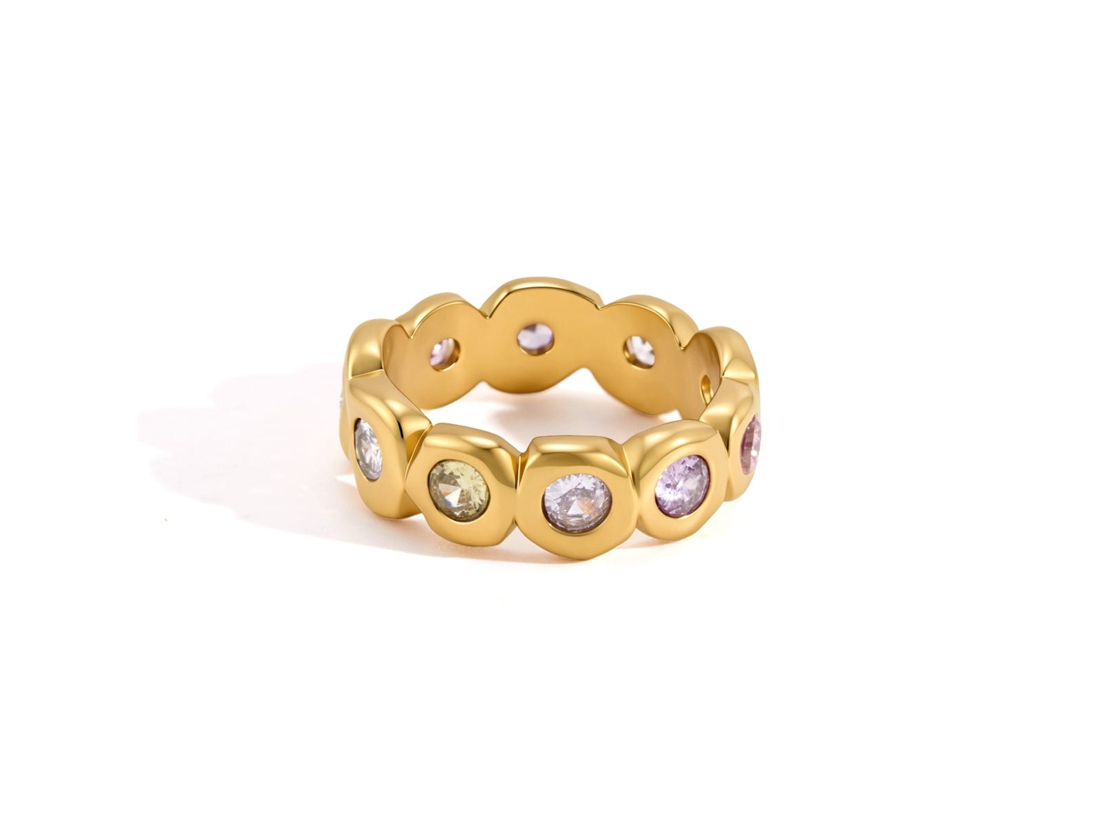 Coloured CZ Wide Band Ring