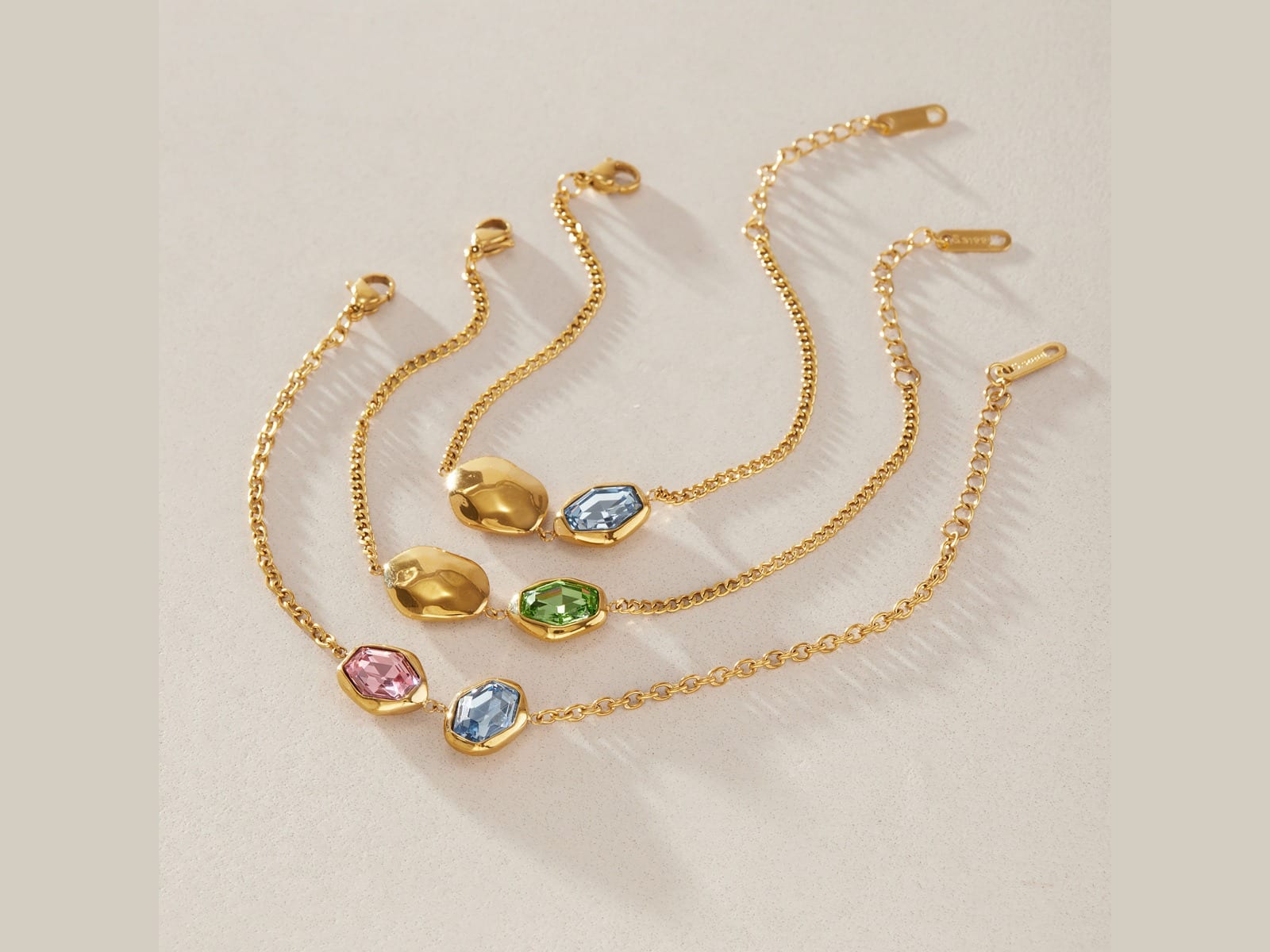 Coloured Glass Station Bracelets — detail