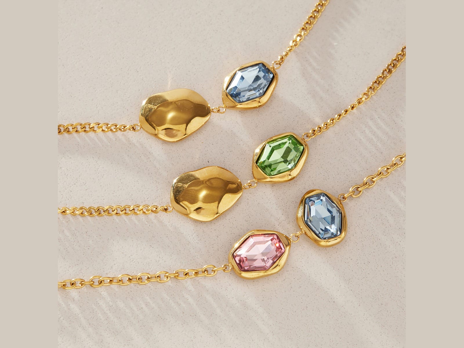 Coloured Glass Station Bracelets — detail