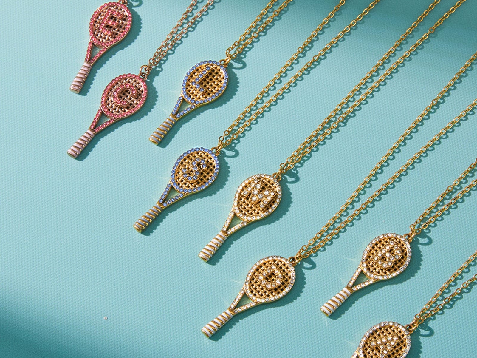 Coloured Tennis Racket Necklace — detail