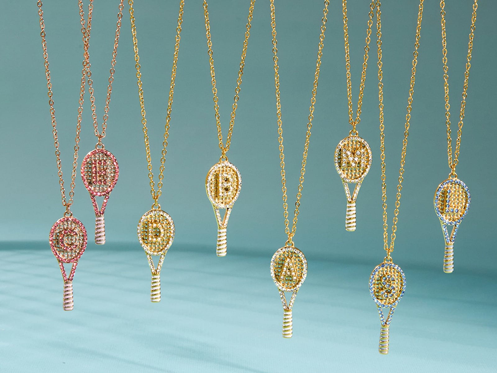 Coloured Tennis Racket Necklace — detail