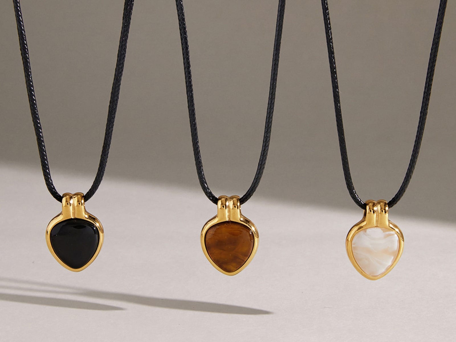 Cord Heart Pendant Necklaces — detail