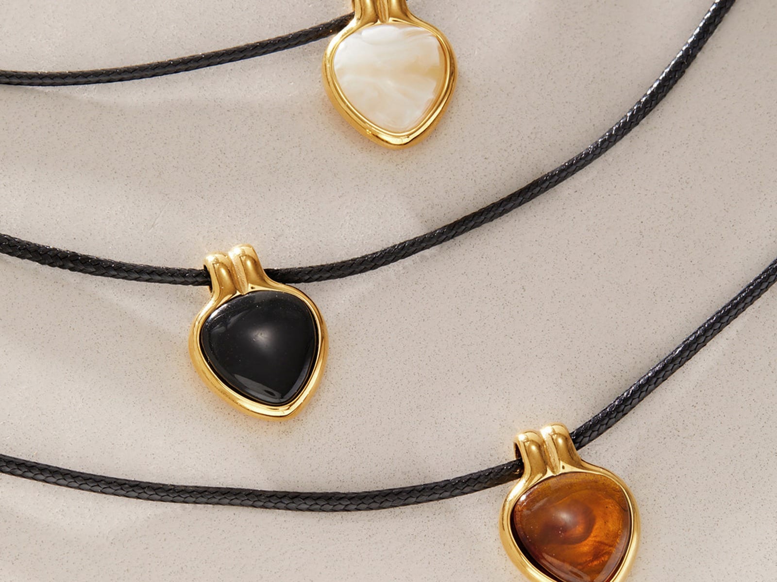 Cord Heart Pendant Necklaces — detail
