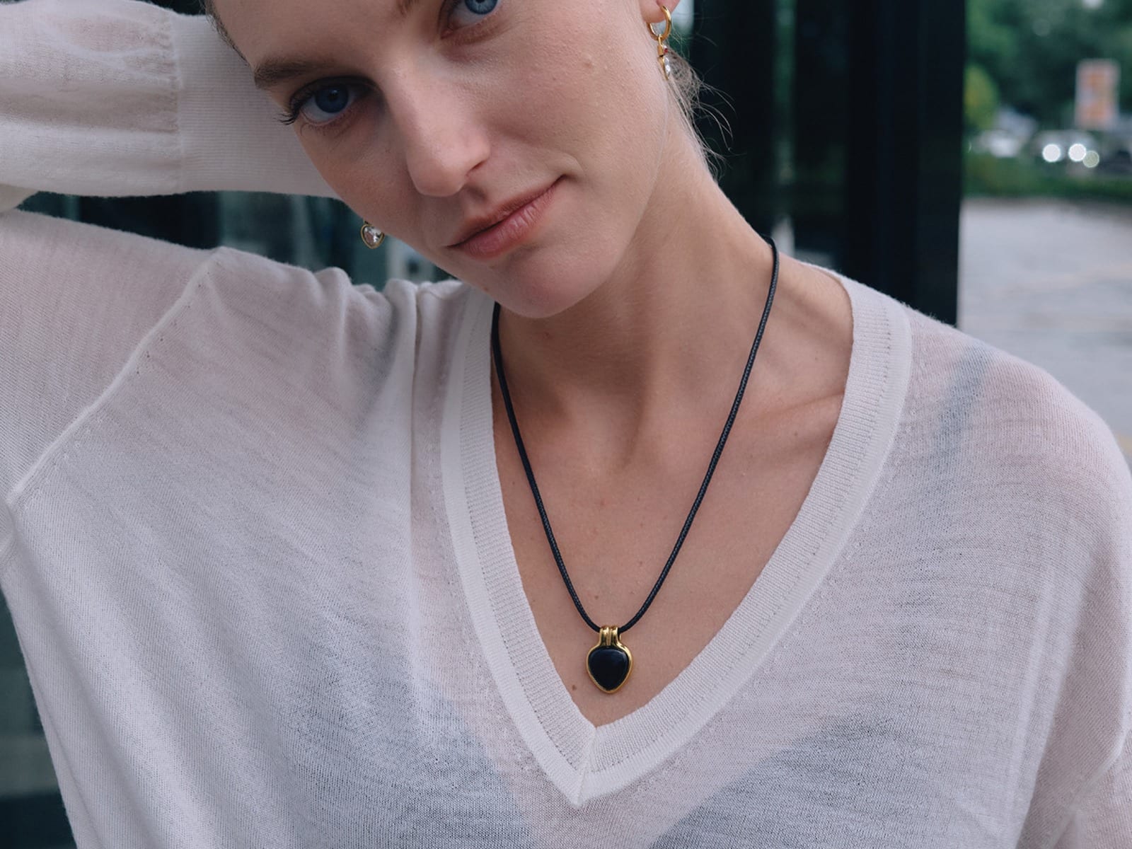 Cord Heart Pendant Necklaces — detail