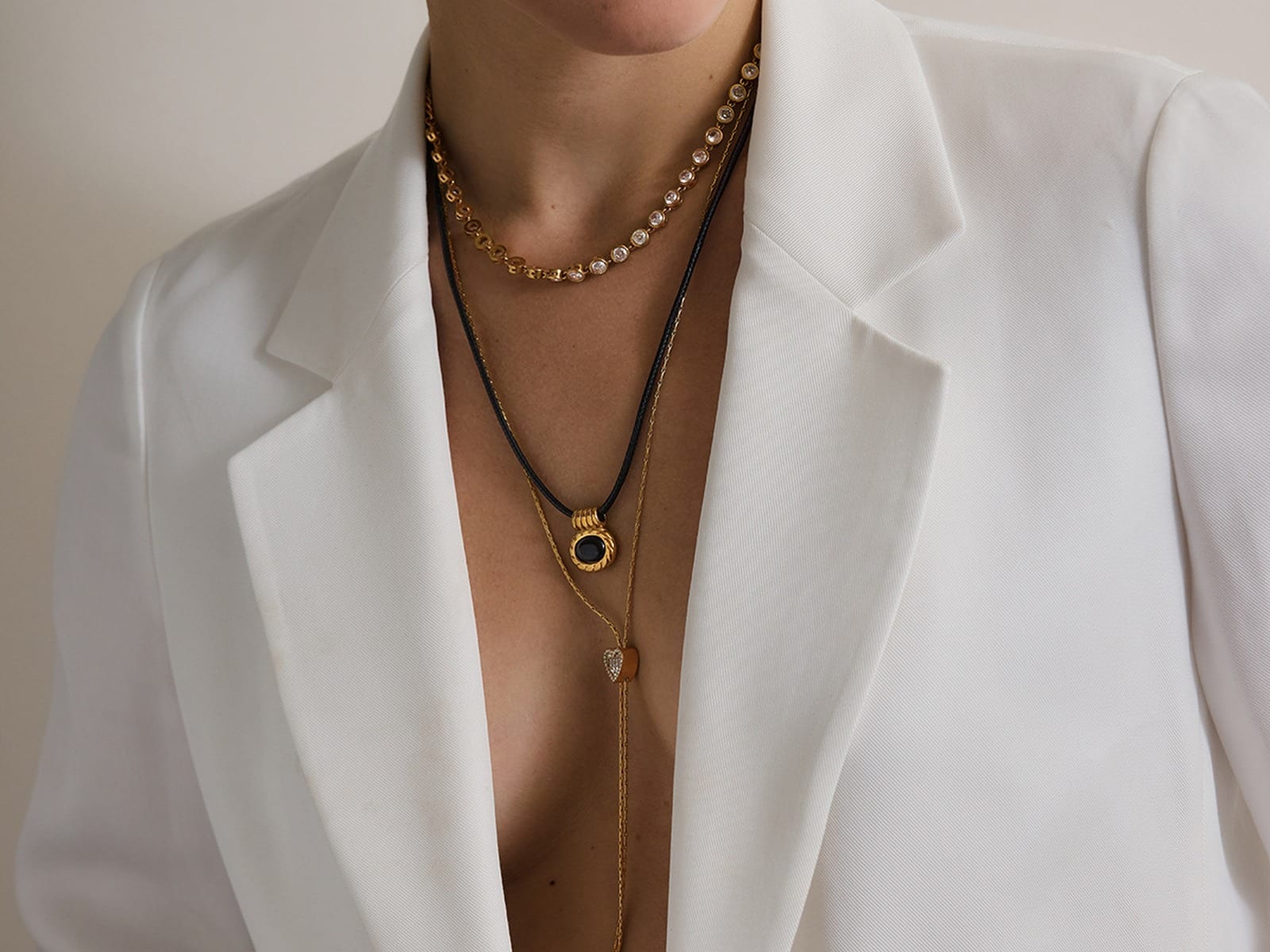 Cord and Resin Pendant Necklaces — detail