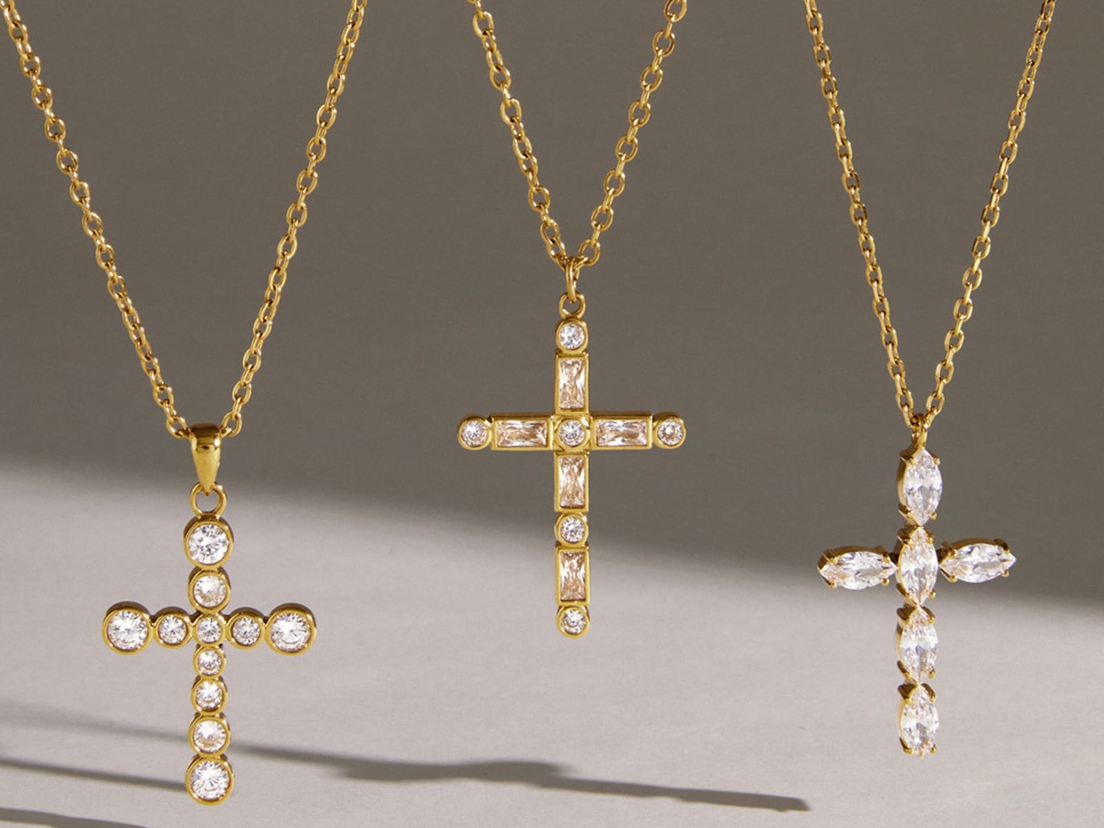 Cross Pendant Necklace Trio — detail