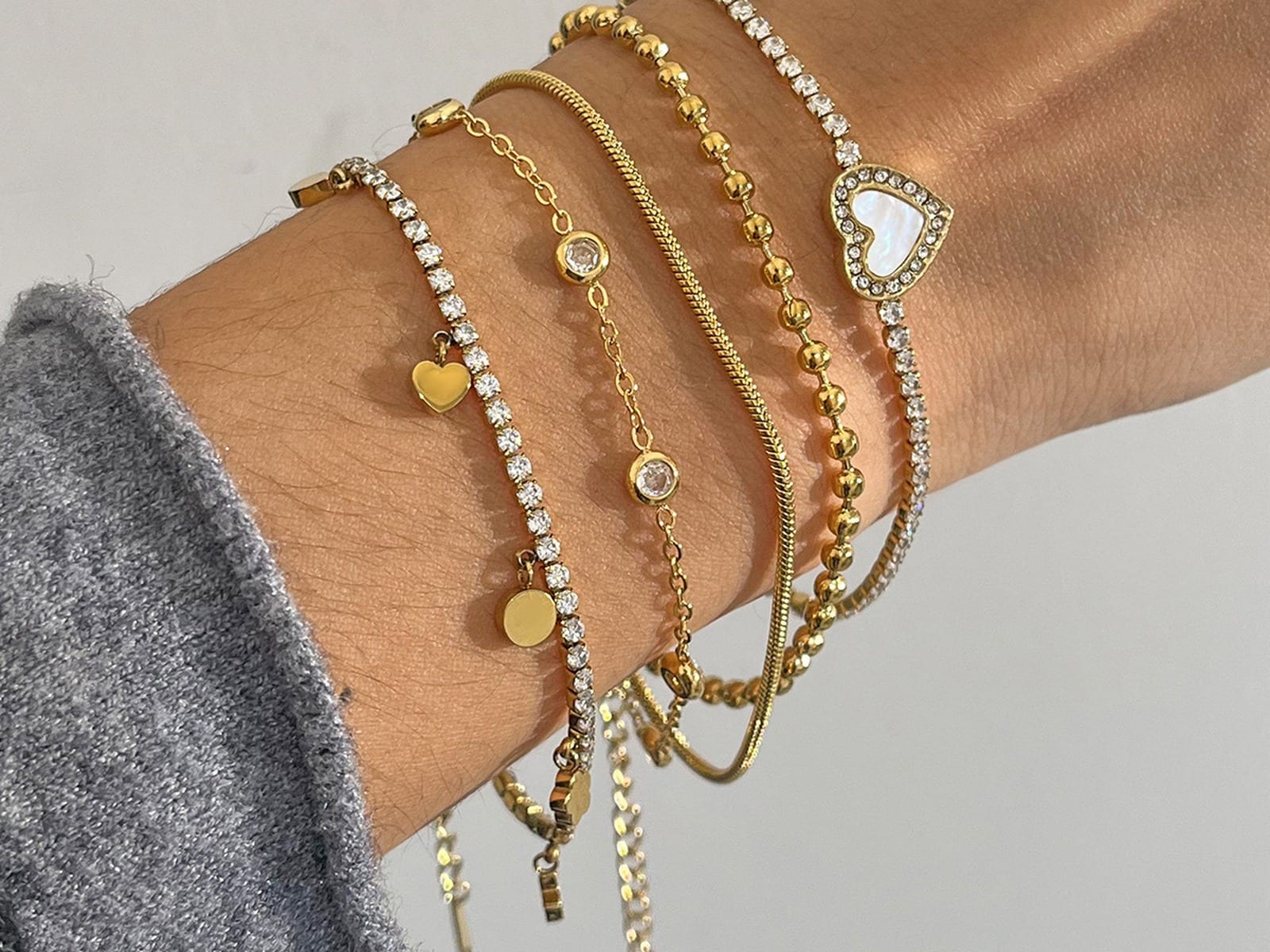 CZ & Mother-of-Pearl Bracelets — detail