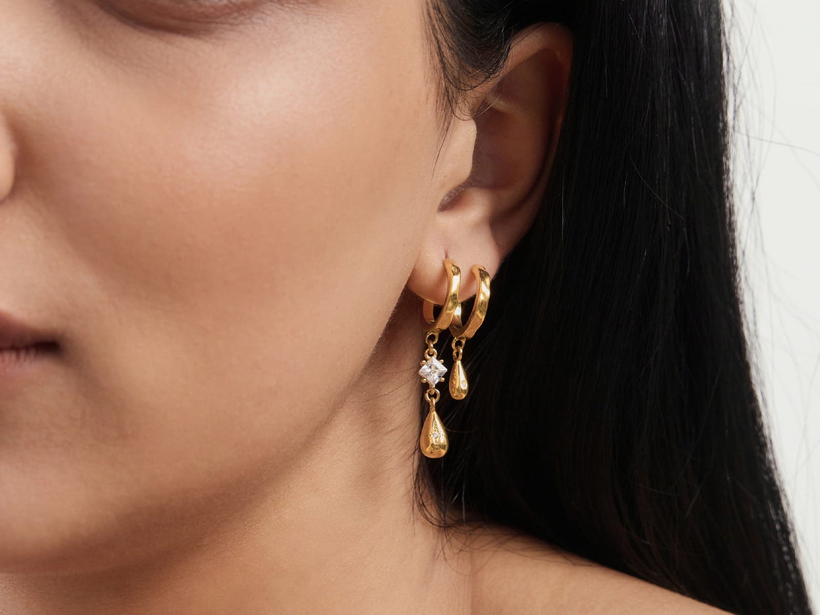 CZ Arc Drop Earrings — detail