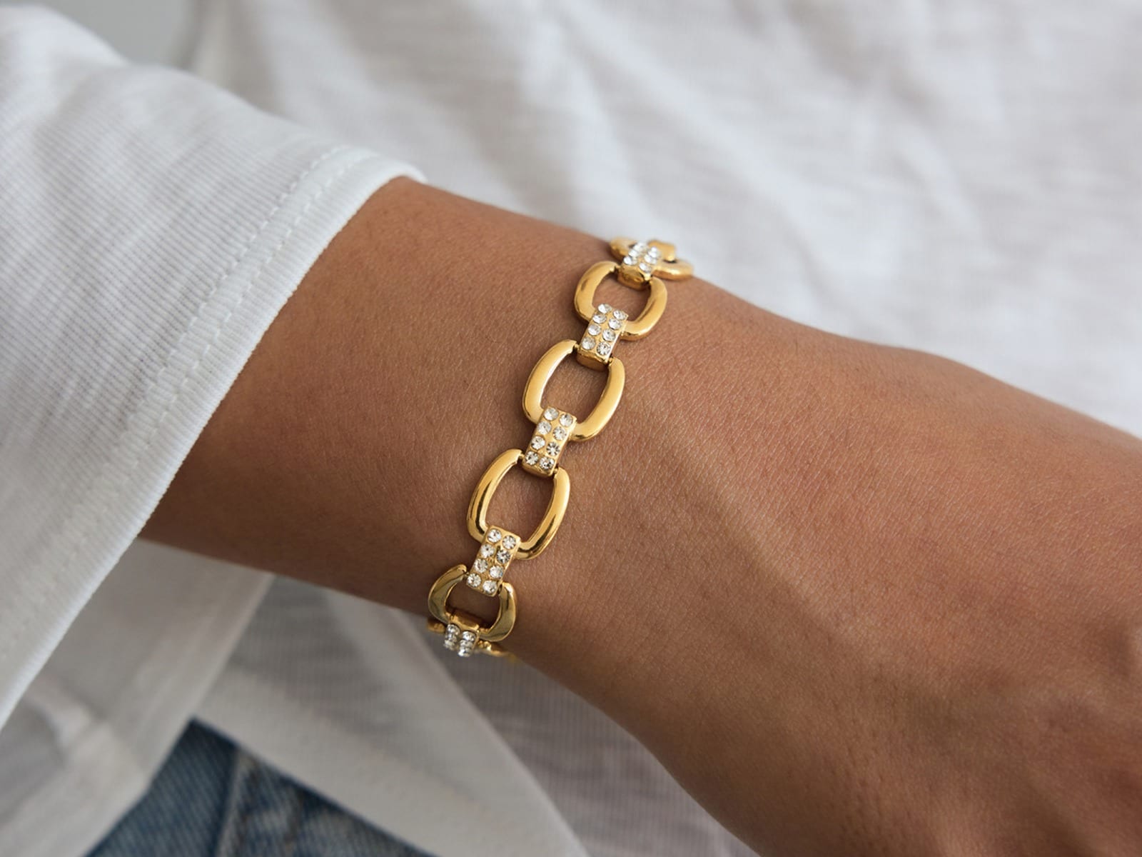 CZ Bar Link Bracelet — detail